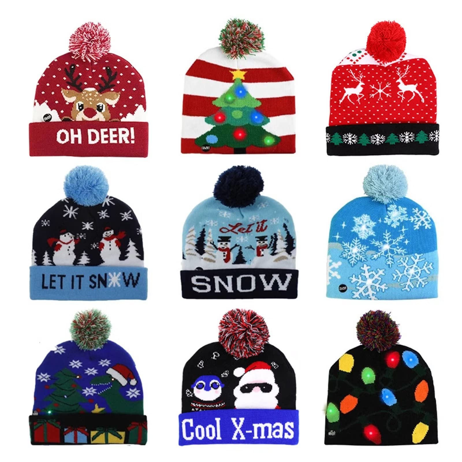 9 Pezzi Cappello da Babbo Natale,Cappello di Natale,Cappello Natalizio