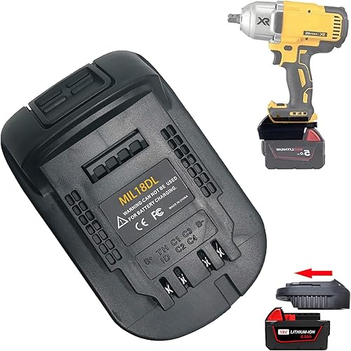 Convertidor de adaptador de batería para batería Milwaukee a Dewalt, para Milwaukee M18 18 V batería de litio convertido a Dewalt 20 V batería de