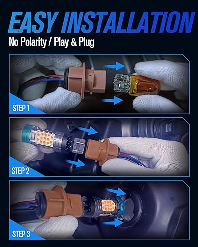 Miniatura 5 de evntyps 7440 7443 Bombilla LED ámbar, 7443NA 7444 7444NA Bombilla LED de señal de giro con resistencia incorporada, CANBUS sin errores, bombilla