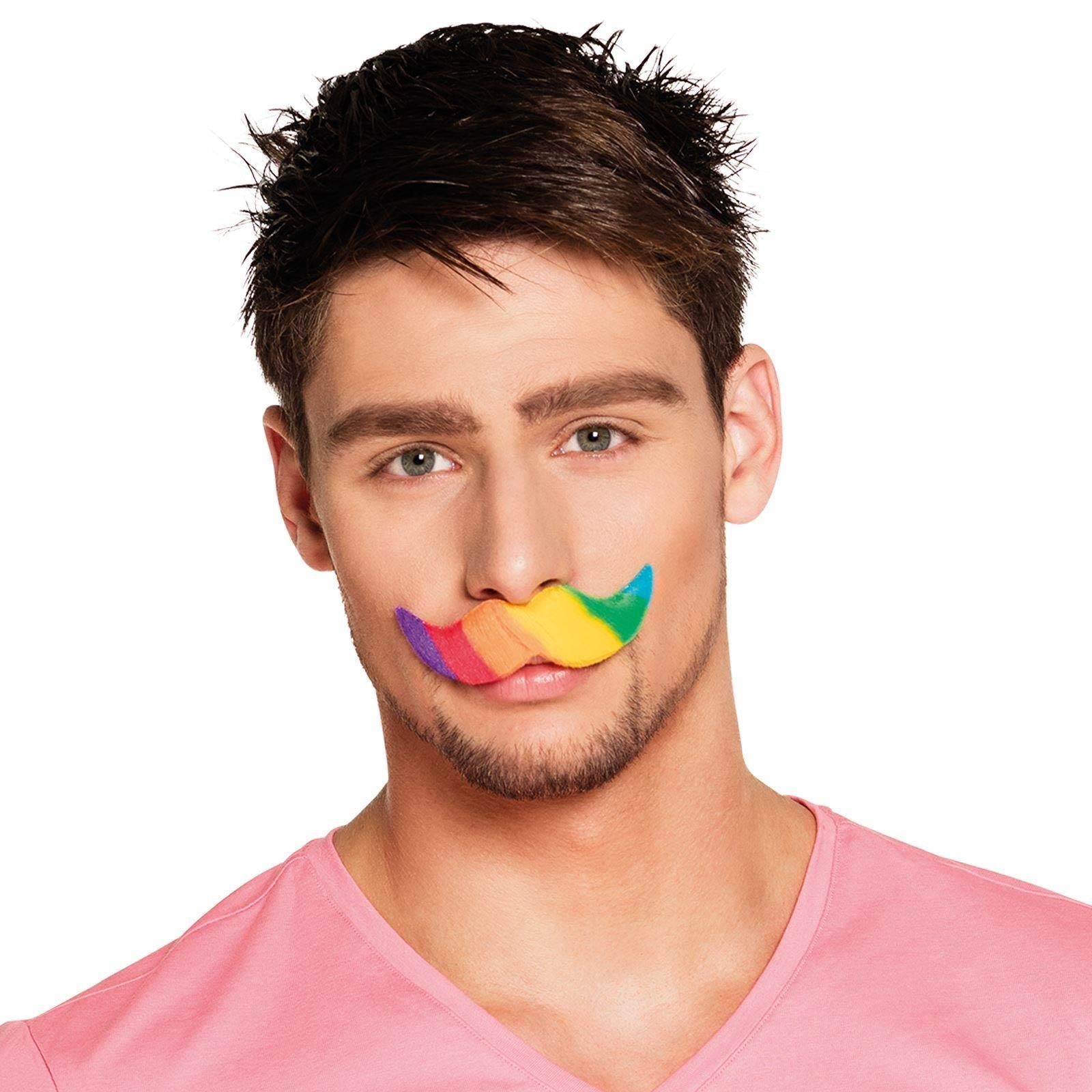 Fancy Dress VIPExpress Pride Stick on Rainbow Moustache