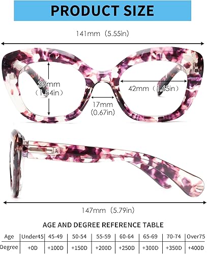 Miniatura 6 de JM Gafas de lectura de ojo de gato para mujer, bloqueo de luz azul, para lectura de computadora con bisagra de resorte