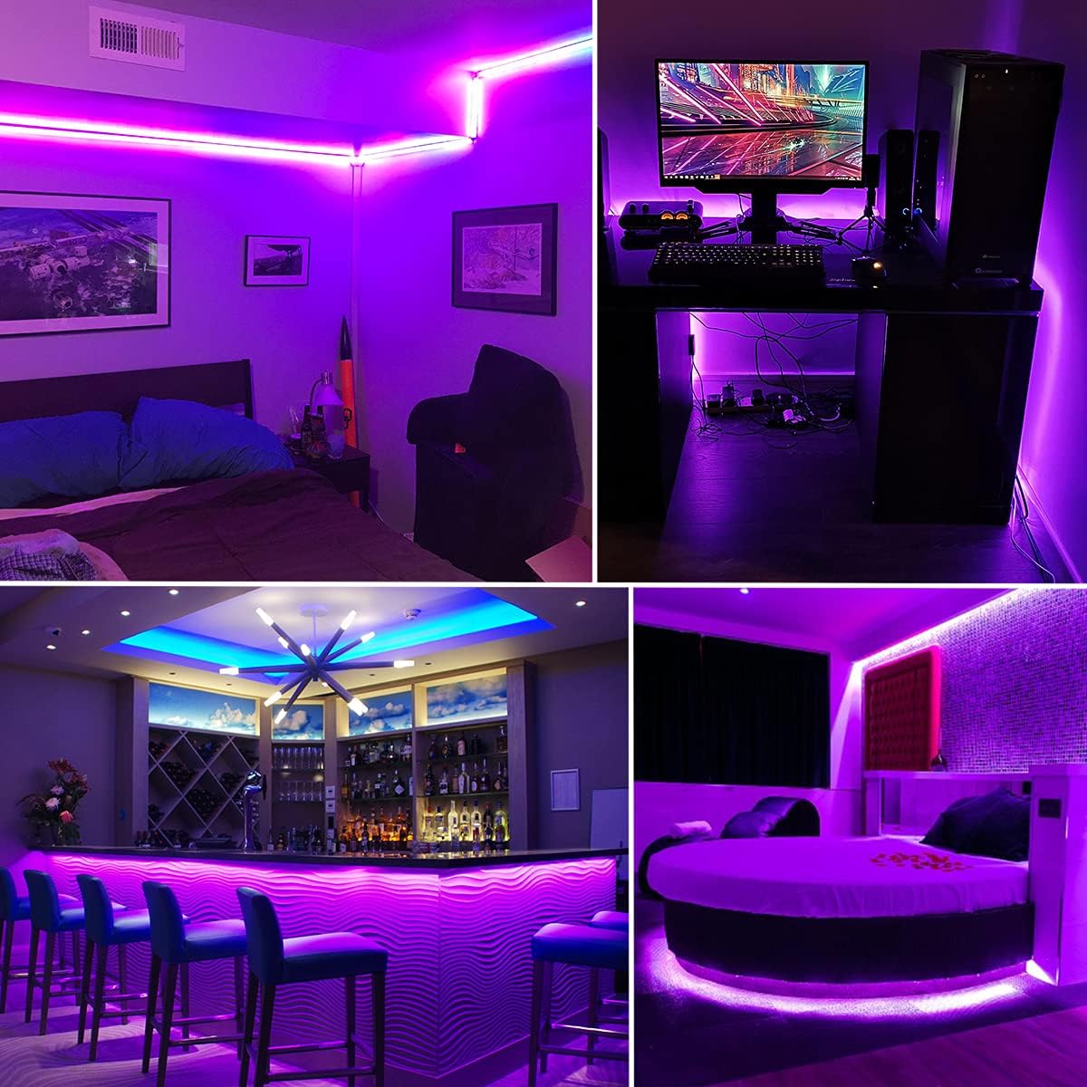 YQNLIFA 66FT Black Light Strip, 1200 Lamp Beads, Flexible LED Blacklight Kit, 12V Blacklight Strips, Non-Waterproof for Indoor BedroomDecoration, Glow Party, Birthday, Wedding, Halloween