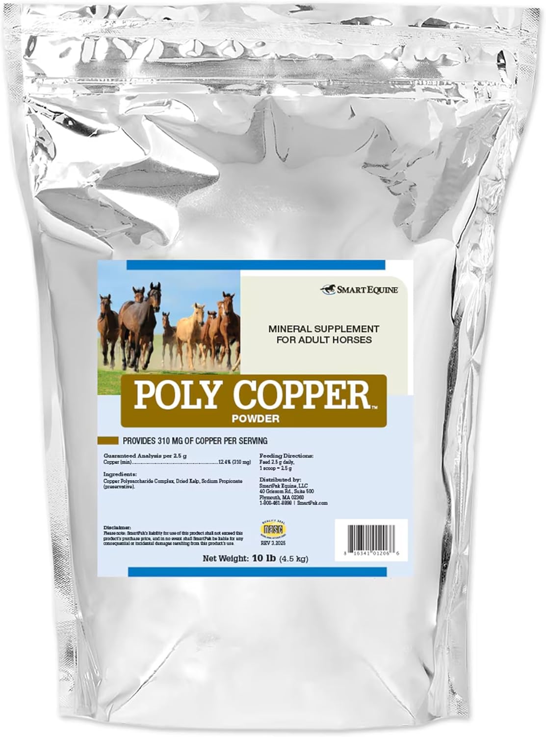 SmartEquine Poly Copper | Equine Horse Coat Supplements for Skin | Vitamins & Minerals Supplements for Horses Bones and Metabolism | 1 lb Jar