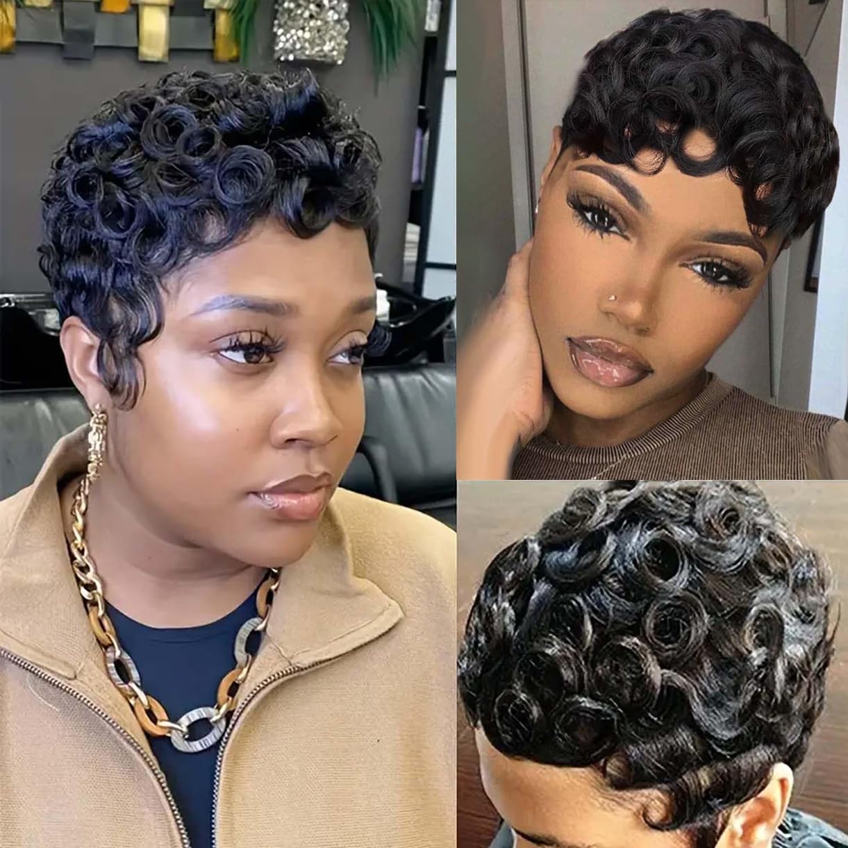 Amazon.com : Tgezer Short Curly Pixie Wigs for Black Women 