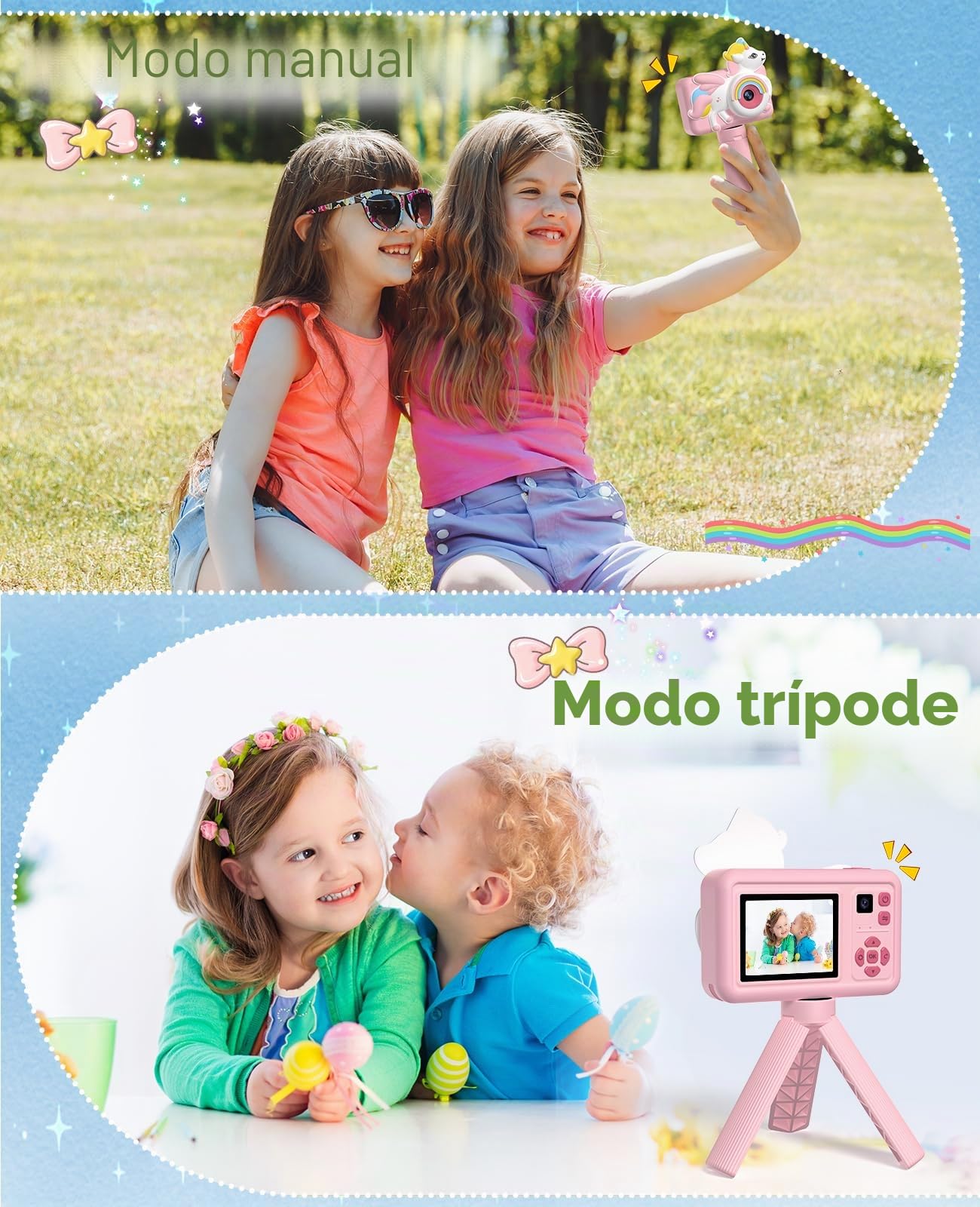 OUTUVAS Cámara Digital para Niños Unicornio para Niñas, Selfie para Niñas de 3-12 Años, Regalo de Navidad y Cumpleaños, Juguetes Pequeños 3 4 5 6 7 8 9 (Rosa