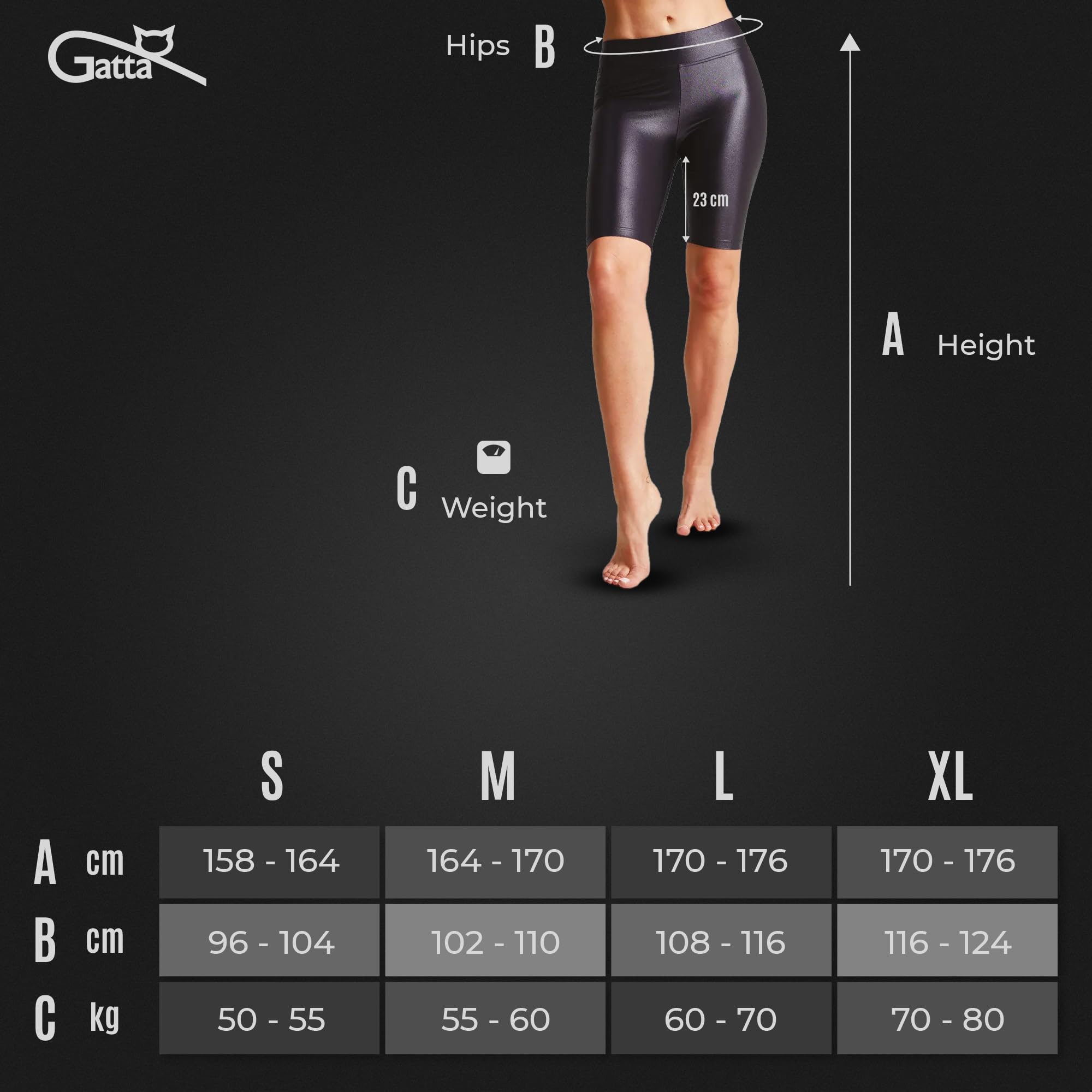 Gatta Black BRILLANT Collant/Leggings/Bodysuit/Shorts - neri, opachi, lucidi, snellenti, eleganti, resistenti, elastici, ultra-alla moda, snellenti, molto comodi, traspiranti