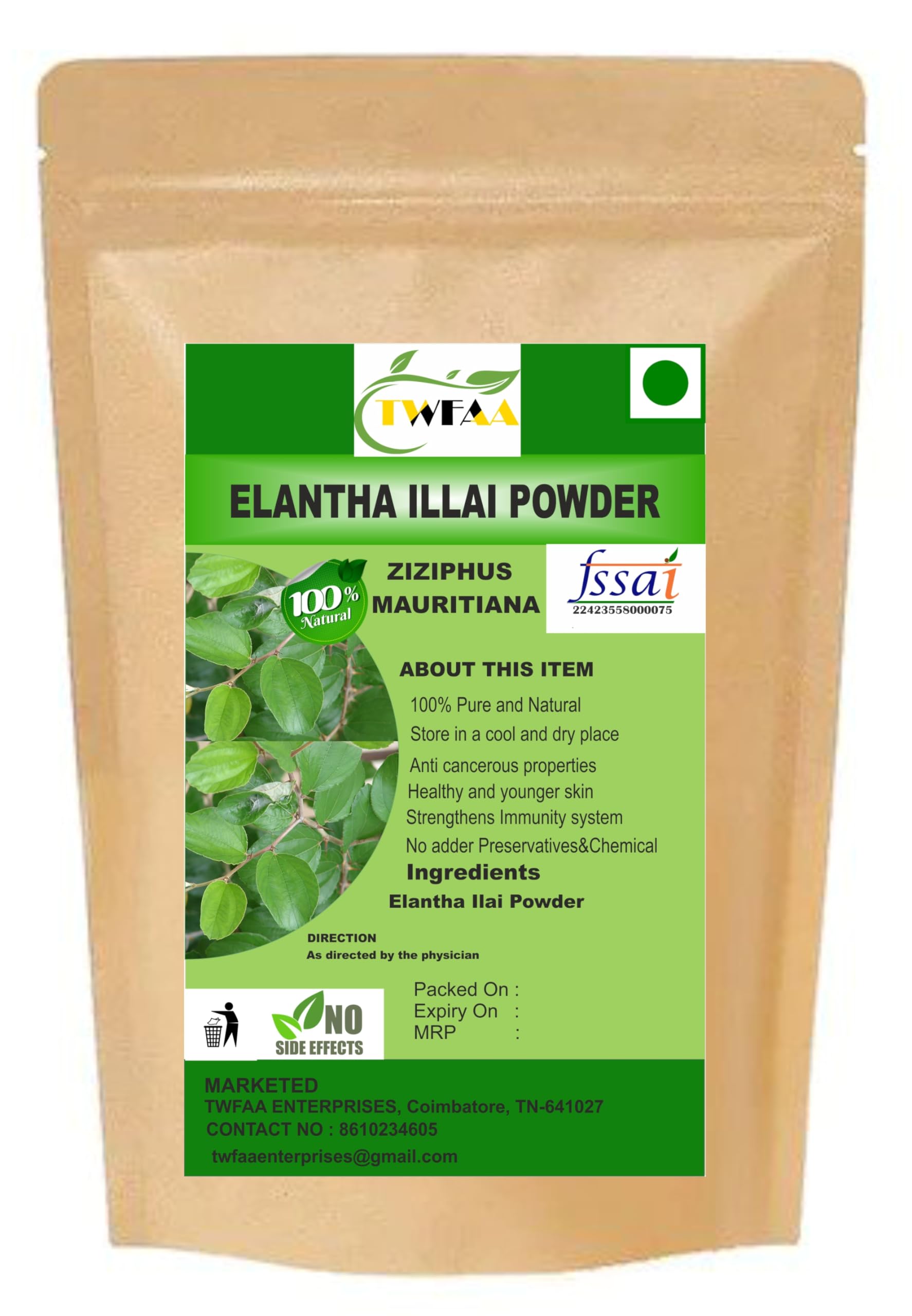 TWFAA Natural Elantha ilai Powder/Ilanthai ilai/Indian Jujube/Indian Plum Leaf Powder / இலந்தை இலை பொடி/ Ziziphus Mauritiana Leaf- 200 gm-picture-21
