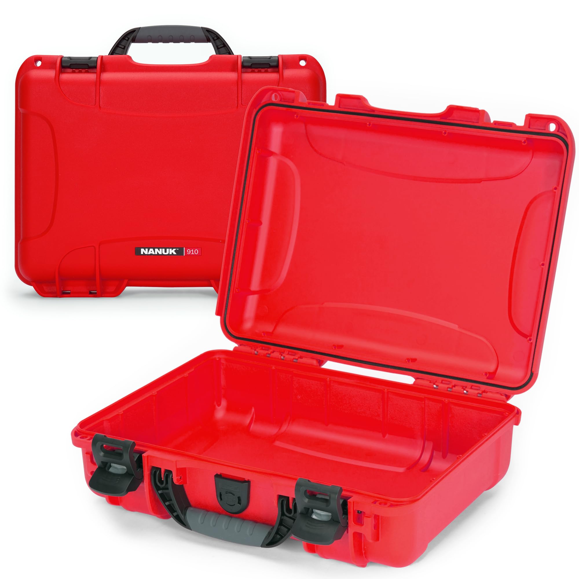 NANUK 910 Empty Waterproof Hard Case – 14.3” x 11.1” x 4.7”, Protective Case for Gear – Impact-Resistant, Dustproof, Airline Carry-On Approved – Made in Canada, Red