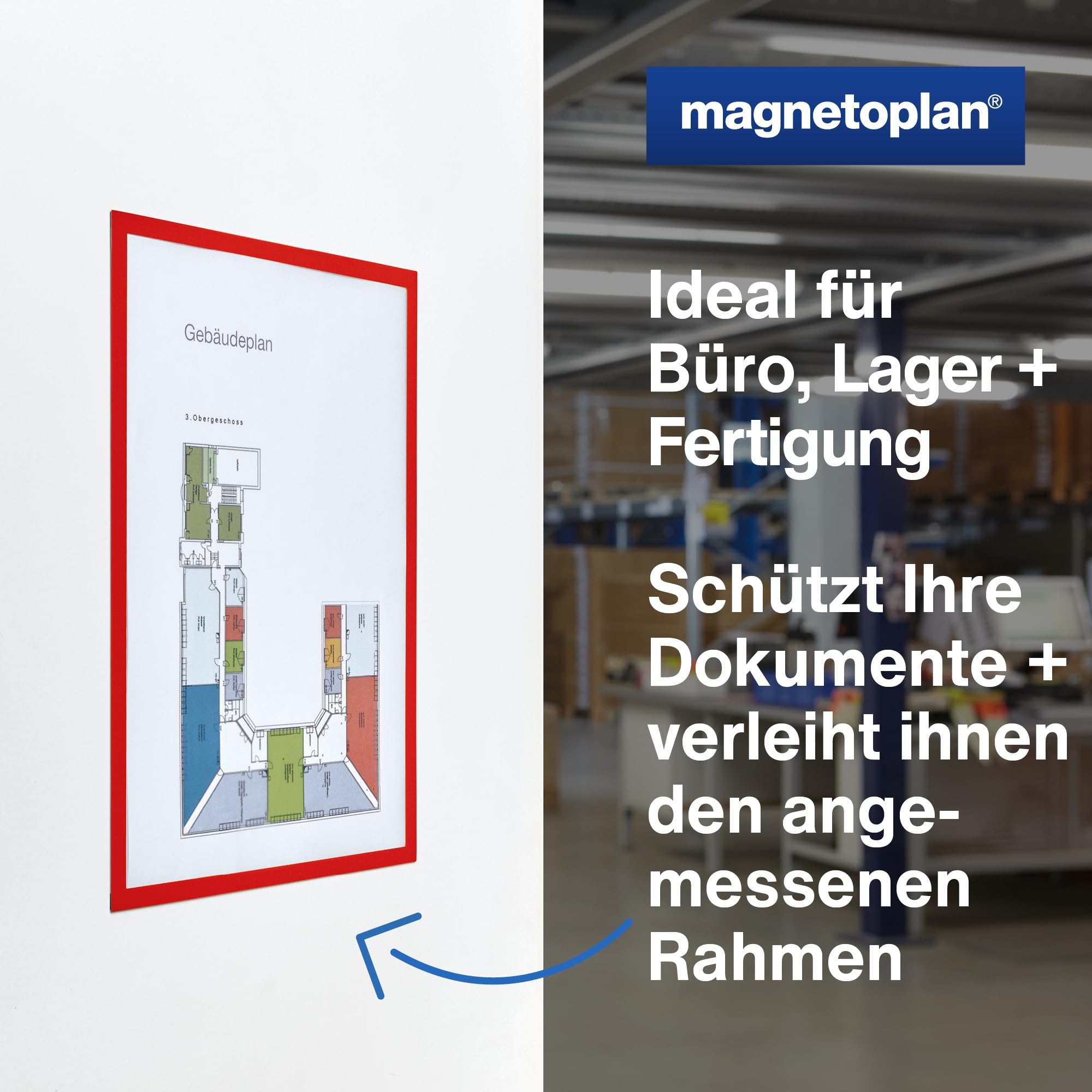 magnetoplan 1130406 Magnetofix Magnetic Frame A3 Pack of 5 - Red - Image 4