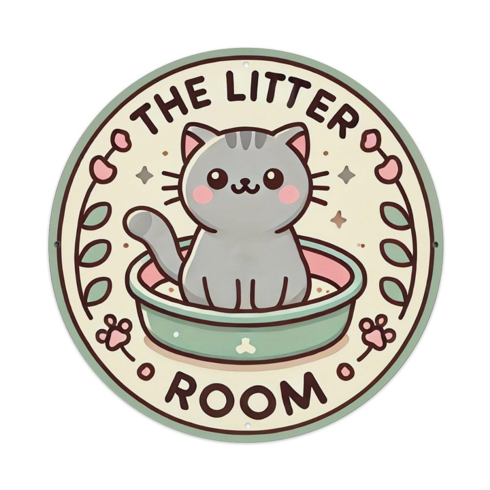 Cute Cat In Litter Box Tin Sign Metal Poster Vintage Metal Signs for Home Man Cave Bar Cafe Kitchen laundry room Wall Decorations 8x8 inches