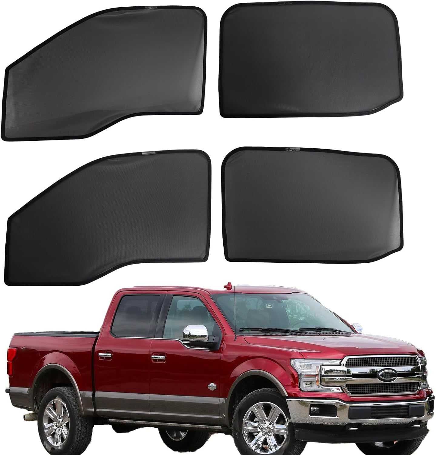 4 Door Accessories Magnetic Car Window Sunshade Fit for Ford F150 2021-2024, Block Sun Rays Curtains, Window Shield Sun Shade, Side Glass Covers Screen, Pack 4 Foldable 2 Layers 210T Material