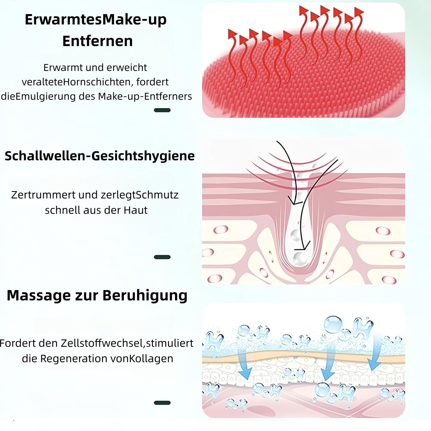 VINVI Gesichtsmassage‑Tool zur Gesichtspflege und Porenreinigung  (Rosa)