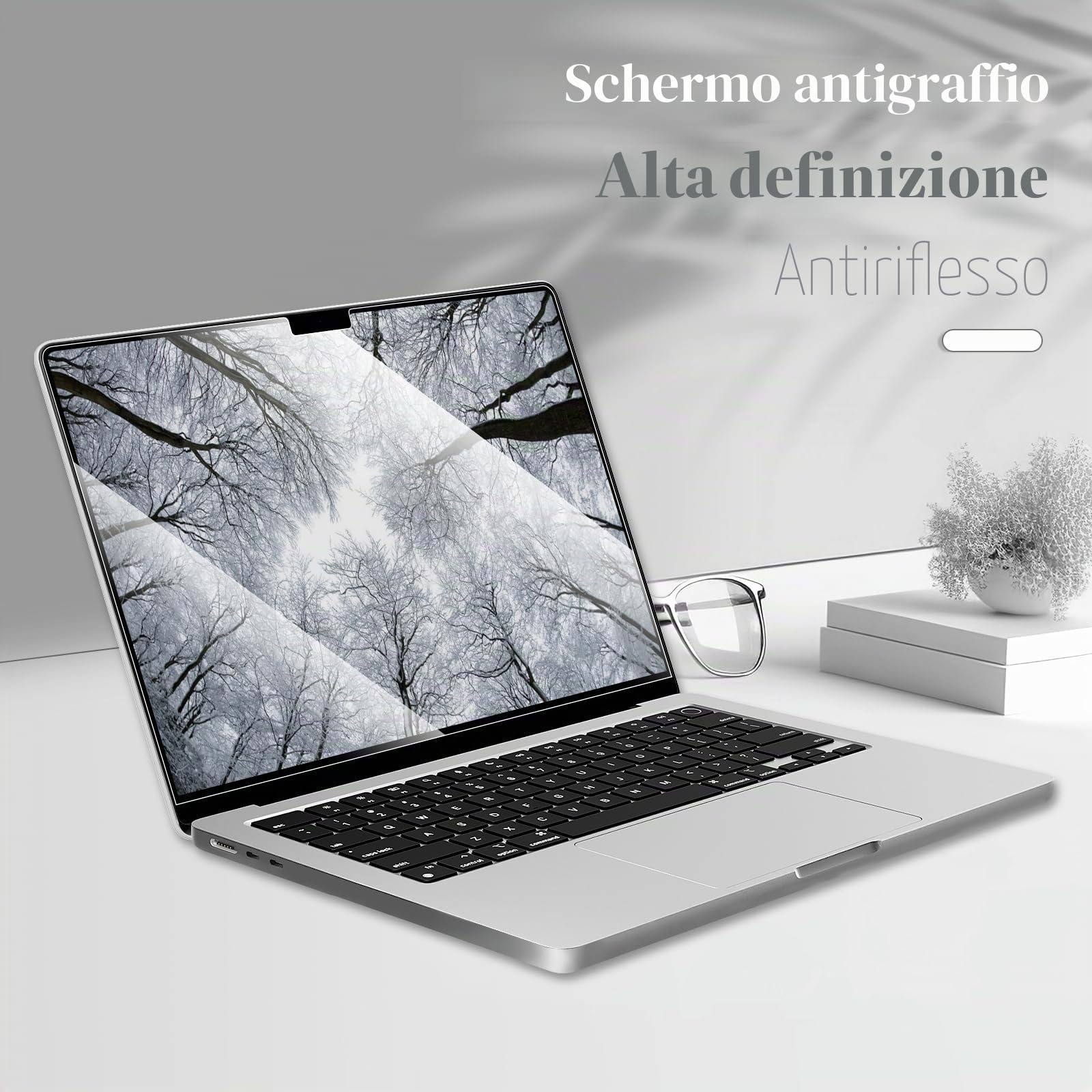 Pellicola proteggi schermo in vetro temperato per MacBook Air 13,6" M5-M2 Chip 2026-2022 A3449 A3240 9H Antigraffio HD Trasparente Copertura Totale
