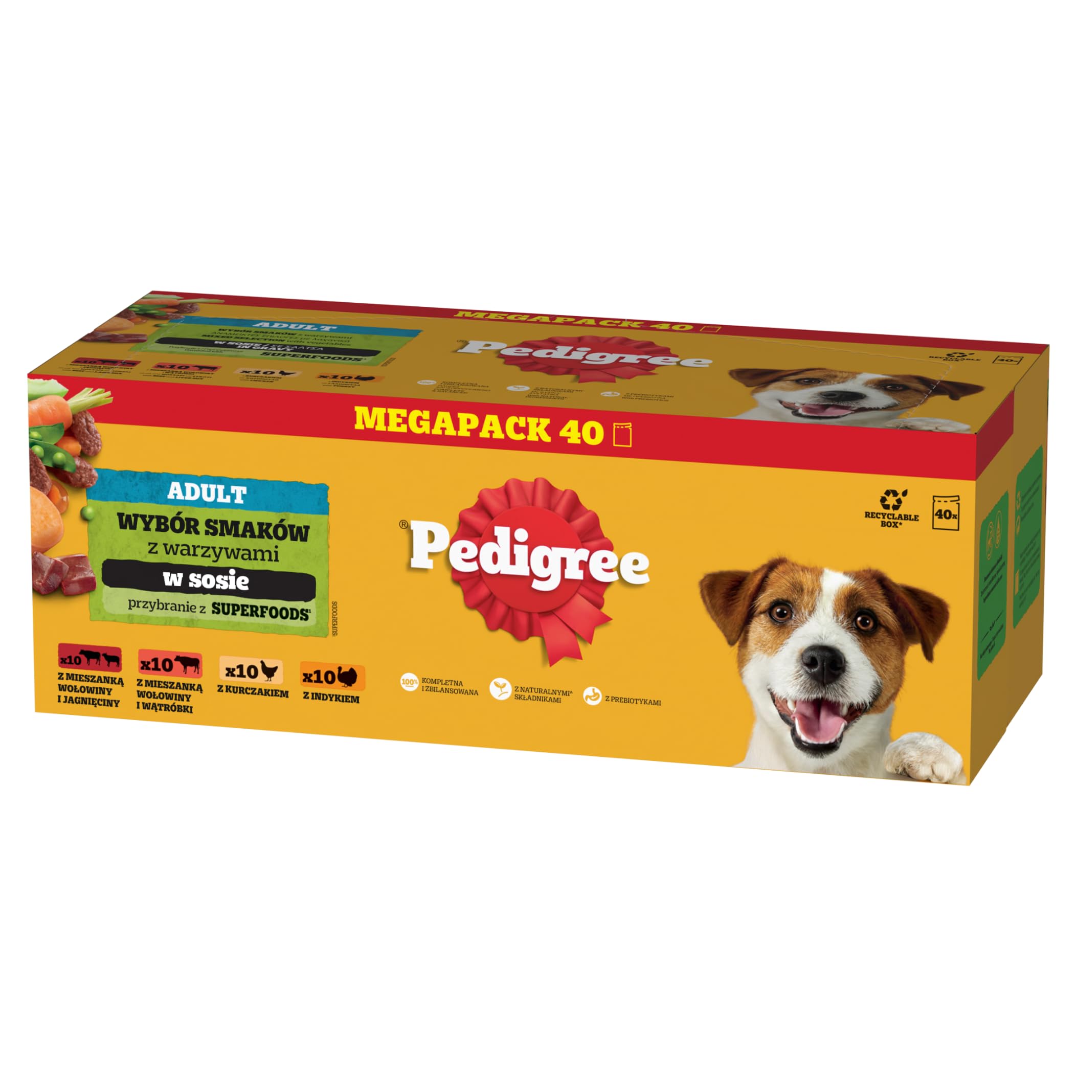 Pedigree Dogcare Chunks Lot de 40 sachets de Nourriture pour Chien en Sauce Adulte 40 x 100 g