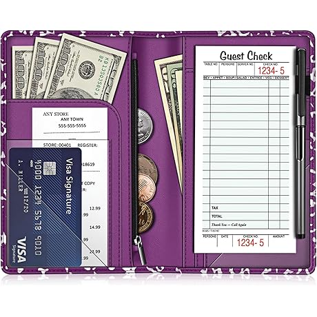 Fintie Server Book Organizer with Zipper Pocket for Guest Checks
