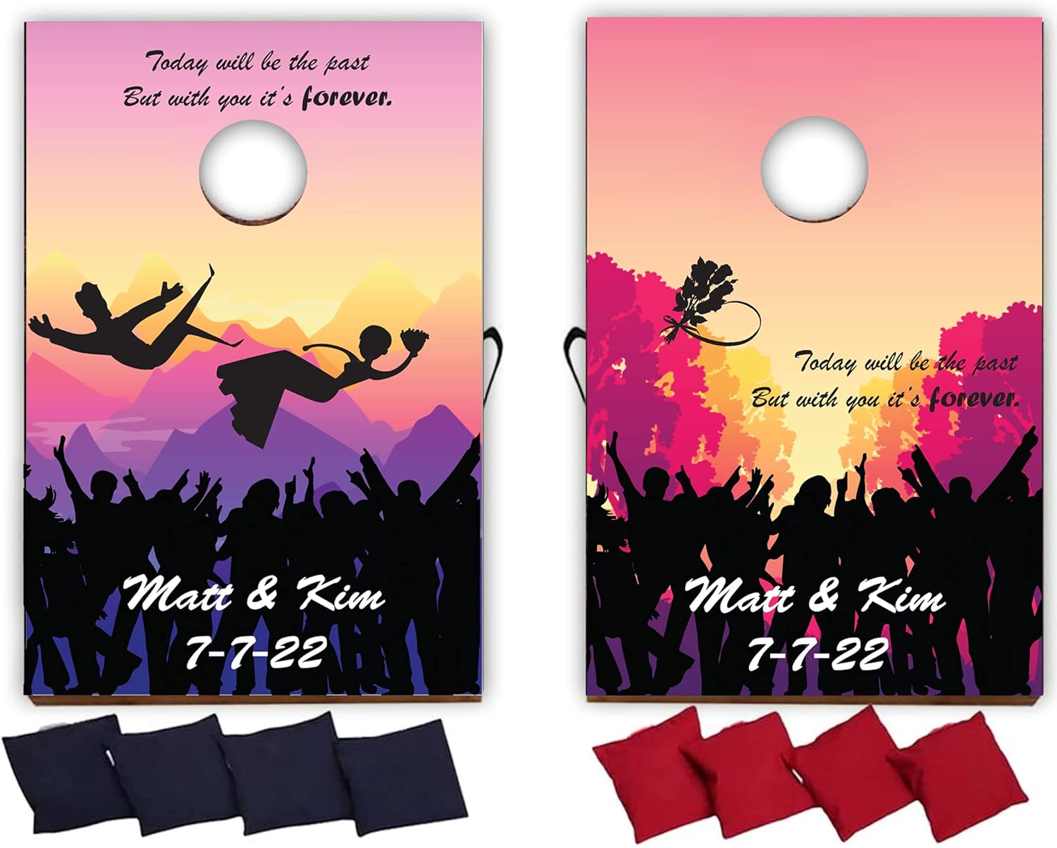 VictoryStore Custom Wedding Bag Toss Game – Custom Wedding Cornhole - Today Will Be The Past But with You It's Forever