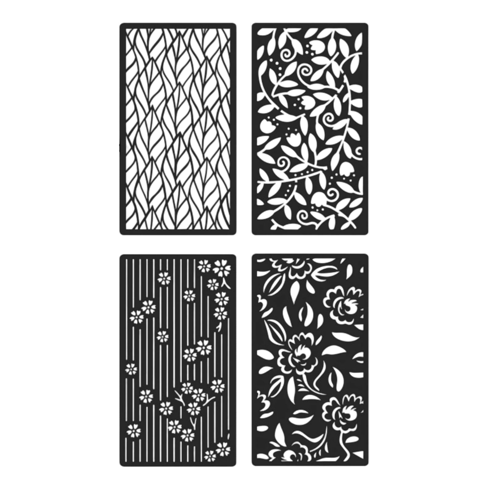 RGYBAO 4 Pcs Plant Stencils for Crafting, Hollow Out Flower Drawing Templates for Scrapbook & Journal Art Plant Drawing Stencil Flowers Scrapbook