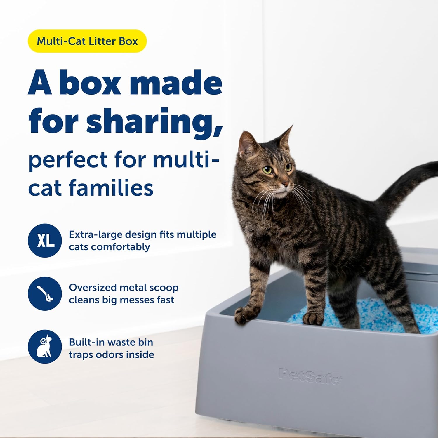 PetSafe Multi-Cat Litter Box, Extra Large Litter Box for Cats, Giant Ergonomically-Designed Scoop, Use with Crystal or Clumping Litter