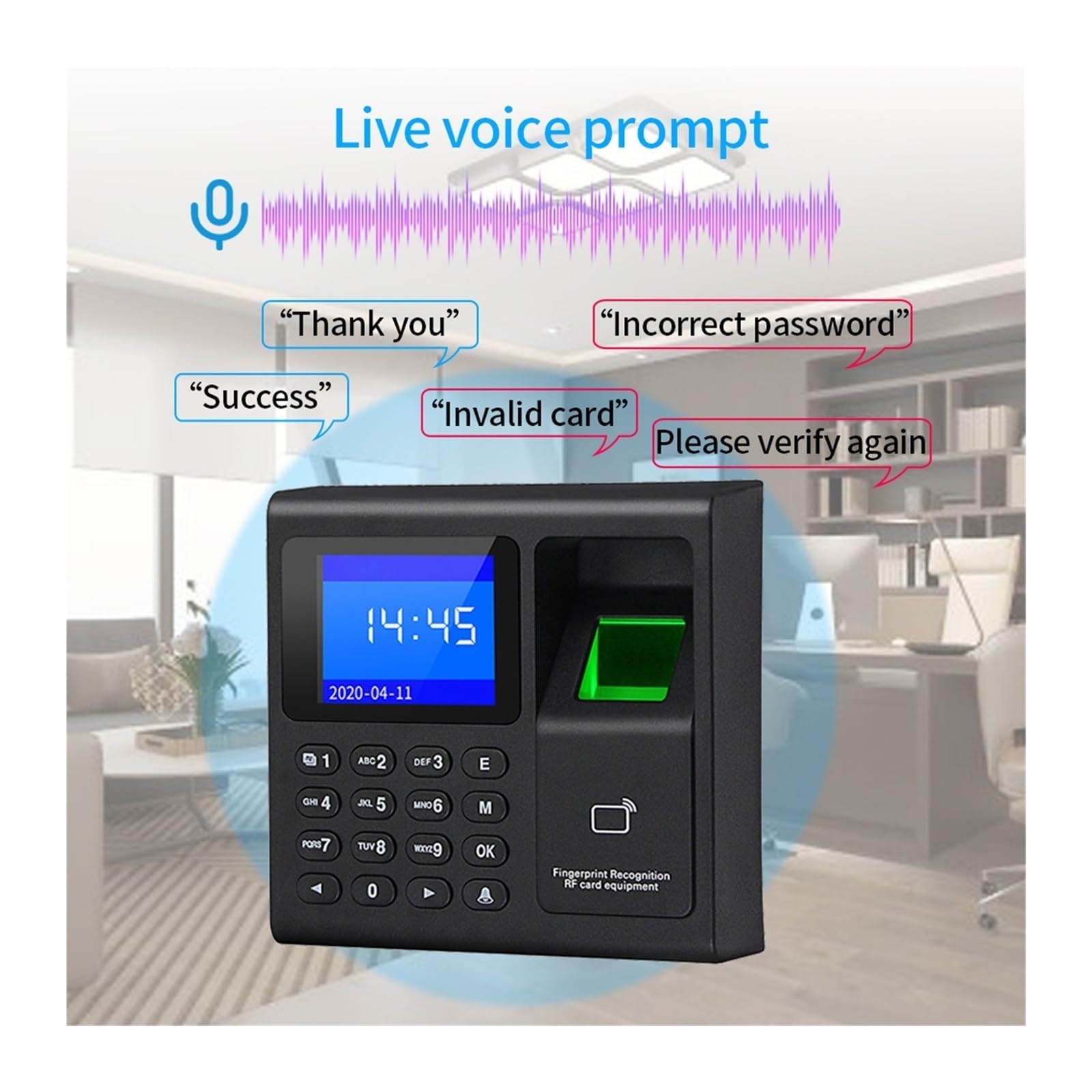 Orologio marcatempo, 1000 utenti scanner di impronte digitali biometrico RFID EM controllo accessi for ufficio fabbrica USB registratore presenze macchina