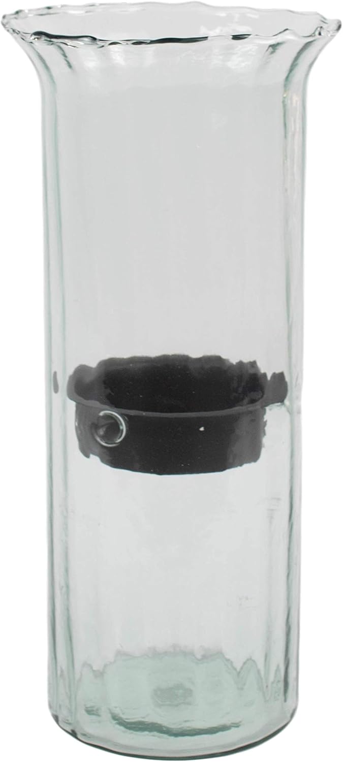 Ribbed Clear Glass 19 in Candle Hurricane Rustic Pillar Holder Display Vase