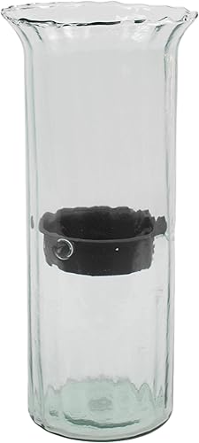 Jarrón rústico de cristal transparente acanalado de 19 pulgadas para velas, huracán