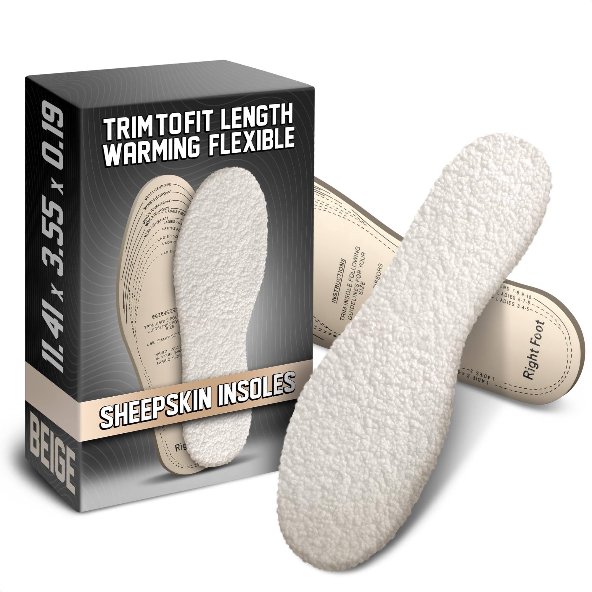 Services for You Two-pair Cut-to-fit Adjusting Wool Insole One Size Fits All for Women and Men