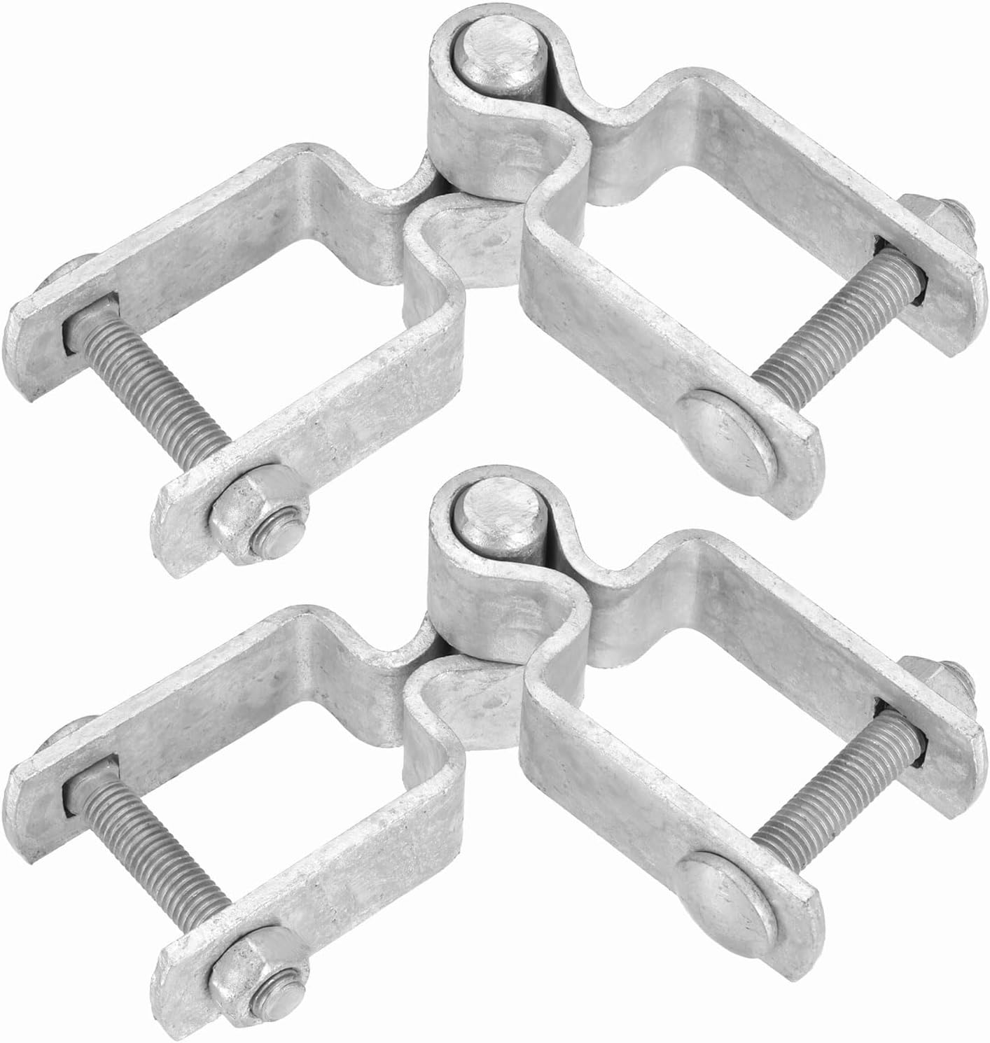 uxcell 2 Pack Chain Link Fence Gate Post Hinge, 1-1/2" x 1-1/2" Galvanized Steel Chain Link Fence Post Hinges Heavy Duty Gate Frame Hinge with Bolts and Nuts for Outside Square Pipe