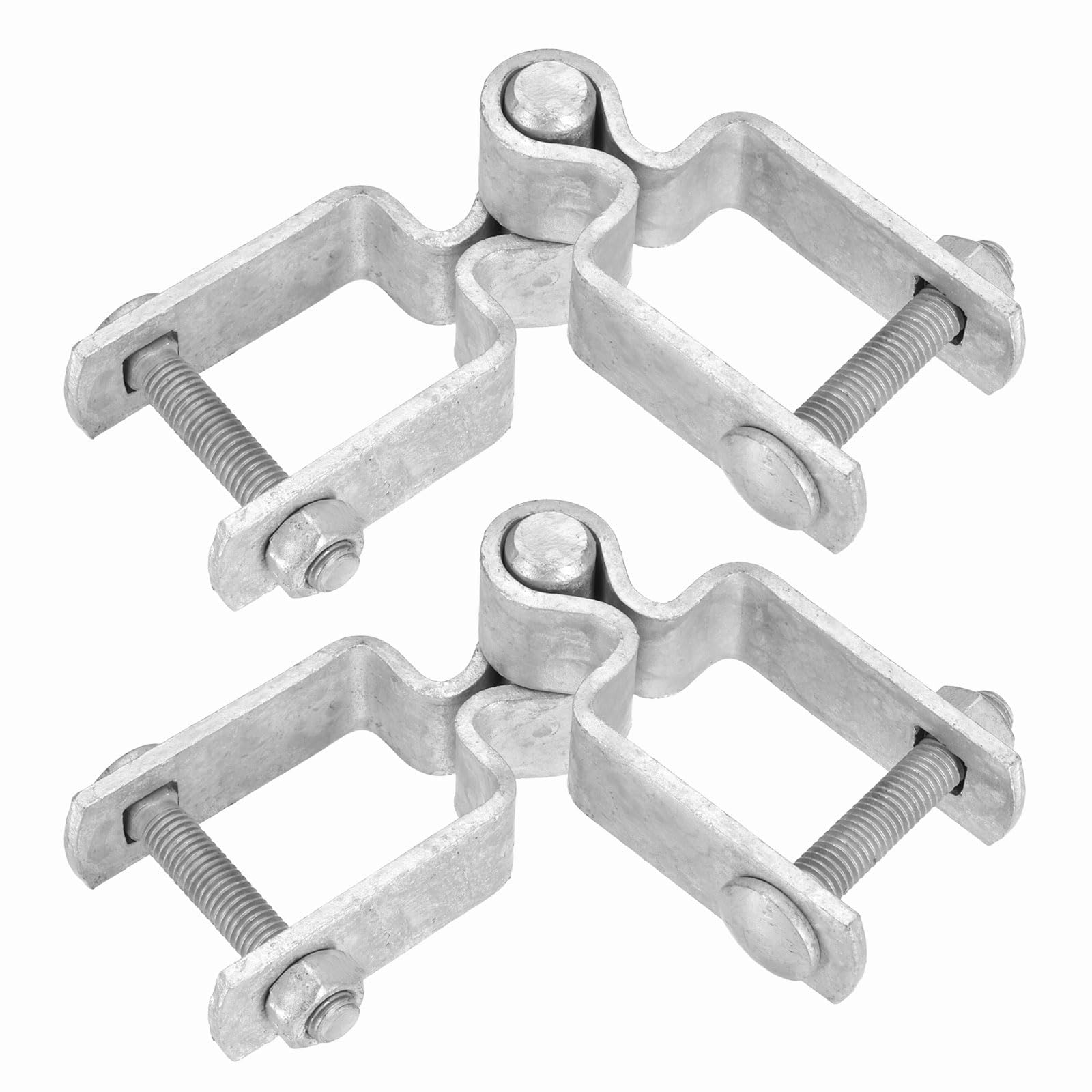 sourcing map 2 Pack Chain Link Fence Gate Post Hinge, 1-1/2" x 1-1/2" Galvanized Steel Chain Link Fence Post Hinges Heavy Duty Gate Frame Hinge with Bolts and Nuts for Outside Square Pipe