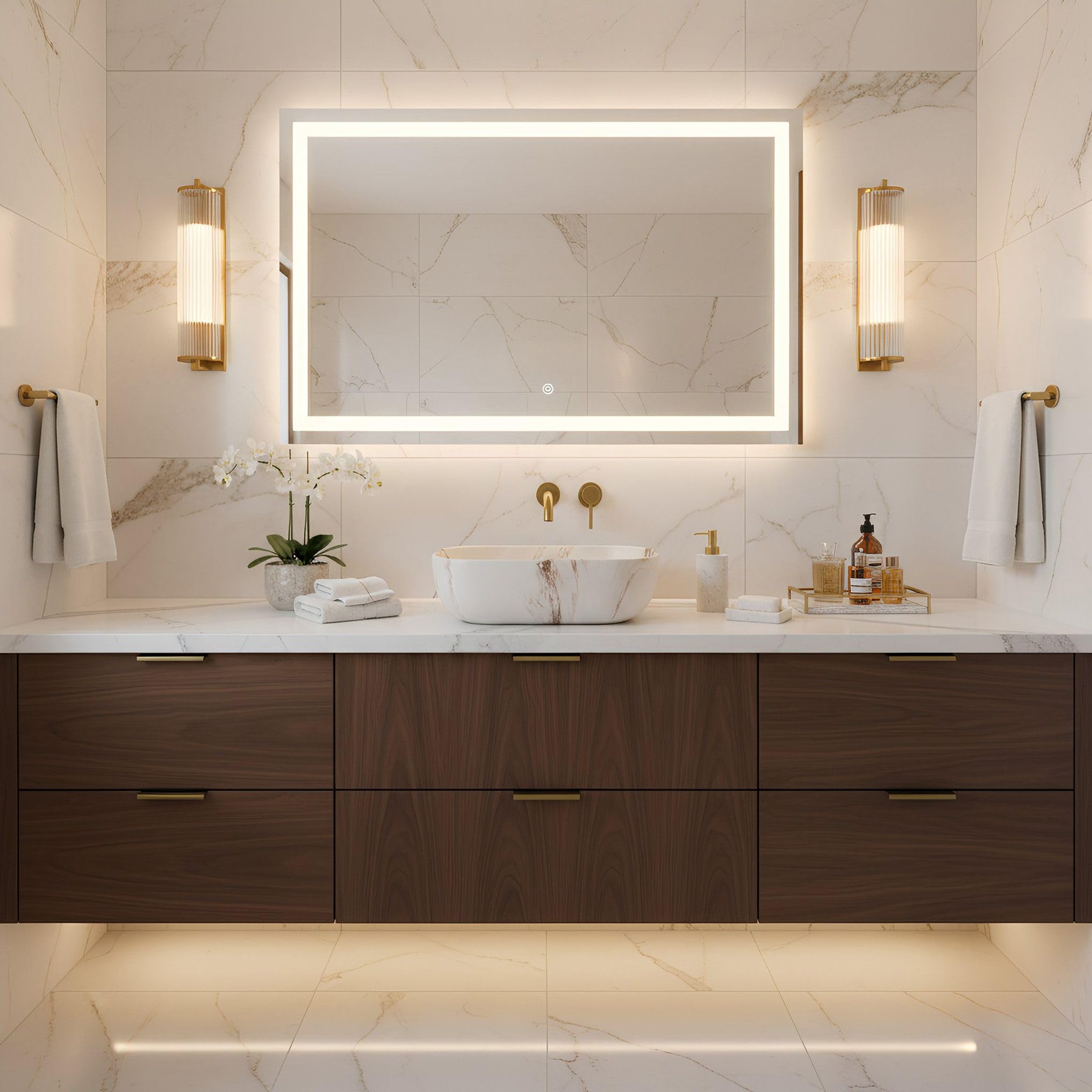 Lavabo Sobre Encimera Rea Belinda Marrone Matt Beige 46,5X33X13,5Cm