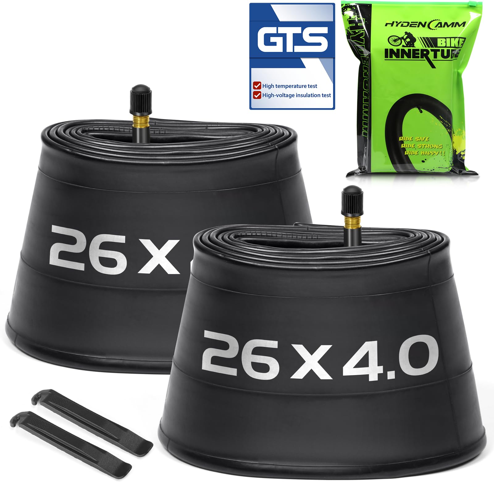 1/2/4 Pack 20x4 26x4.0 Fat Bike Tube with AV 32mm Schrader Valve, Premium Butyl Rubber Fat Tire Bike Tubes with Tire Levers, 20, 26x3.5-4.5 Bike Tube for Road/MTB/E Bike