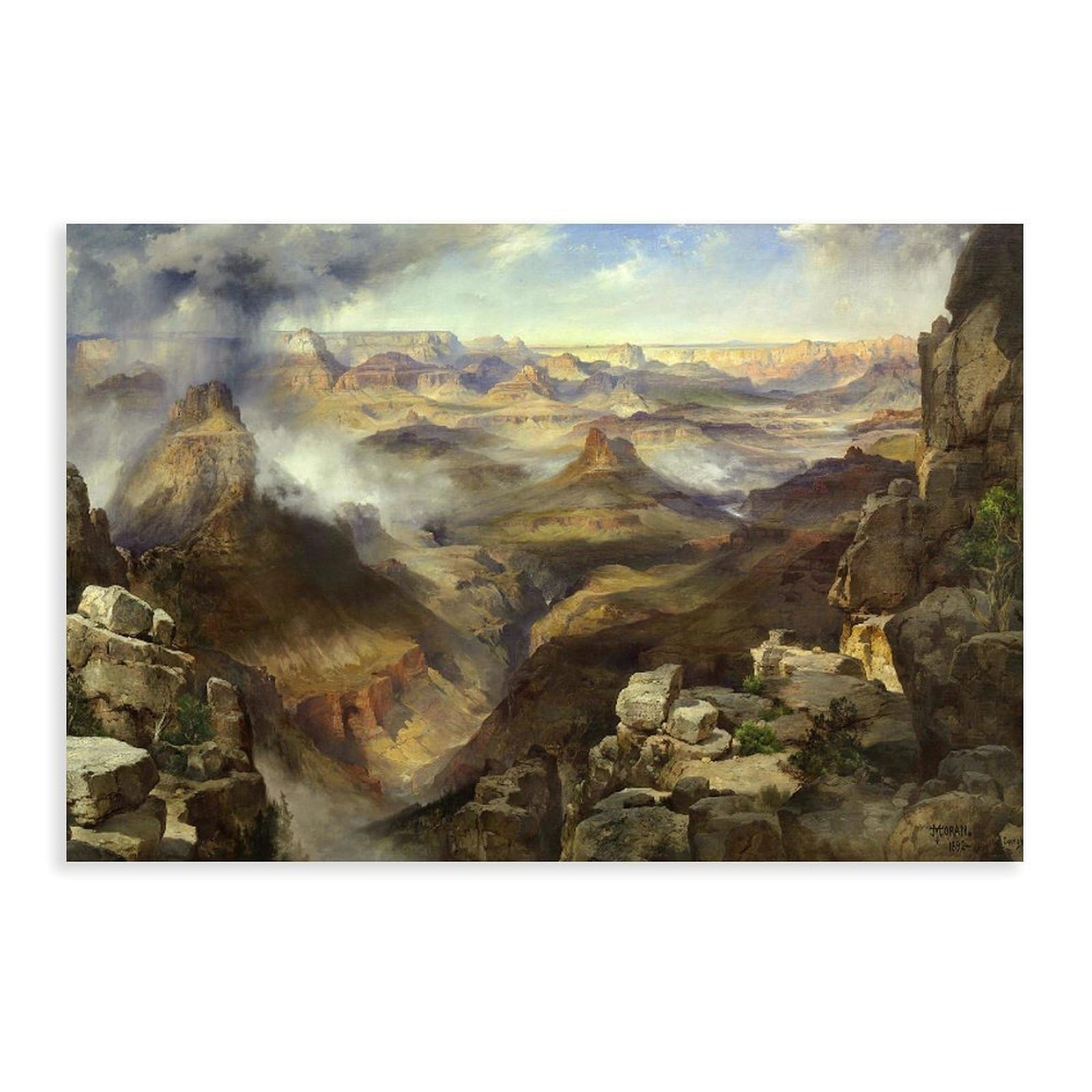 Dfjyjfgjj Thomas Moran, American,Grand Canyon Of The Colorado River Canvas Wall Art Print Poster For Home School Office Decor 12" L X 18" W