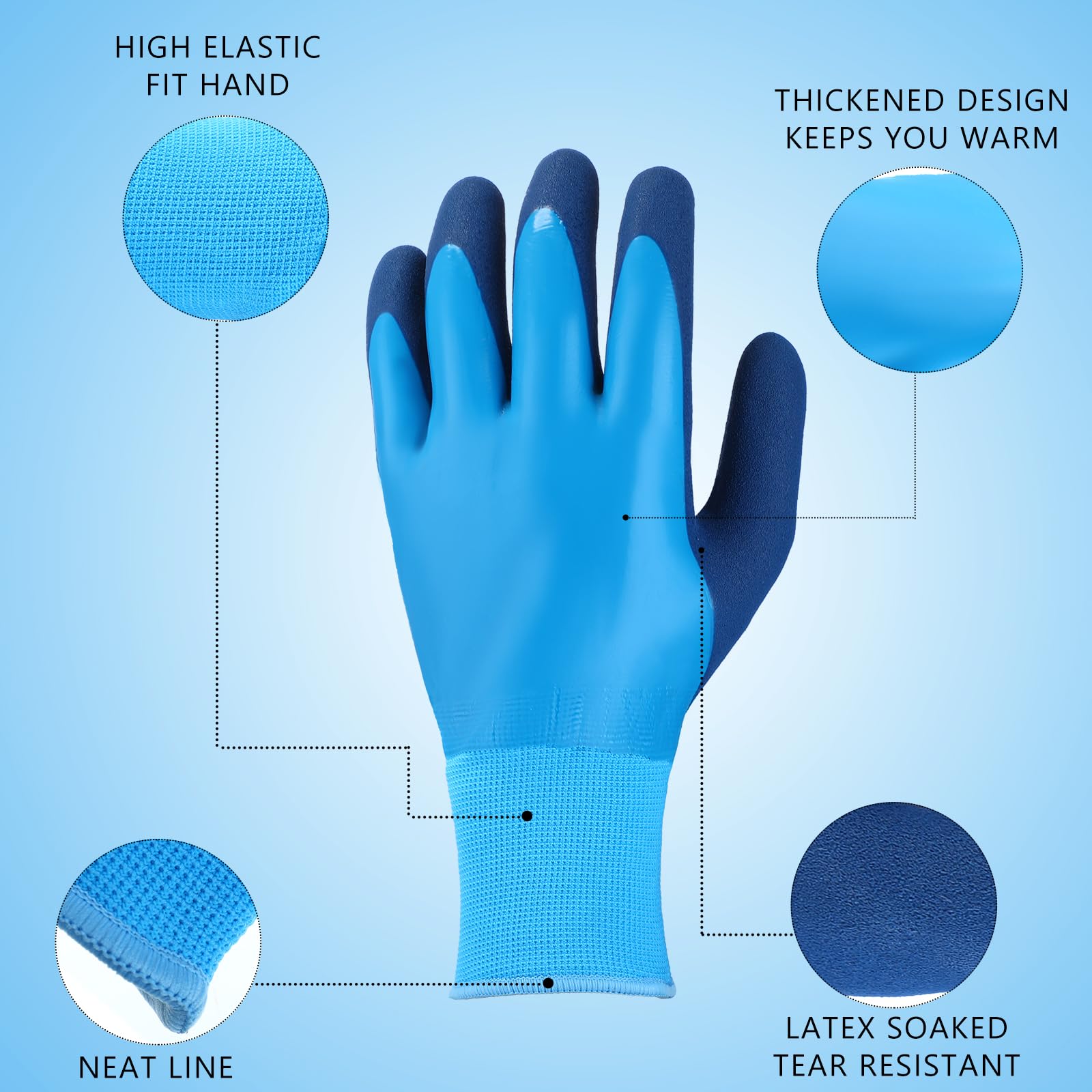 Handepo Guantes de trabajo de invierno para hombres y mujeres, impermeables, térmicos, para trabajar bajo cero pesca en hielo, color azul