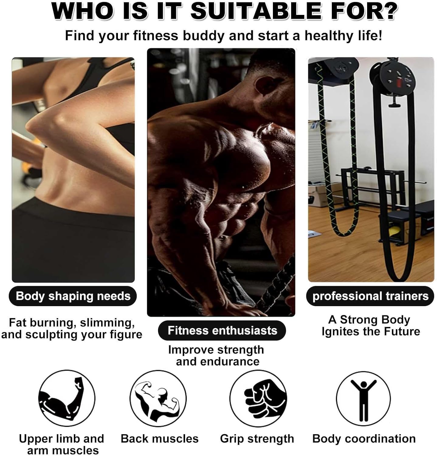 Suspended Rope Climbing Trainer, Endless Rope Trainer, Adjustable Resistance, Wear-Resistant Rope, Compact and Portable, Suitable for Door Frames/Walls, Home Fitness Equipment.
