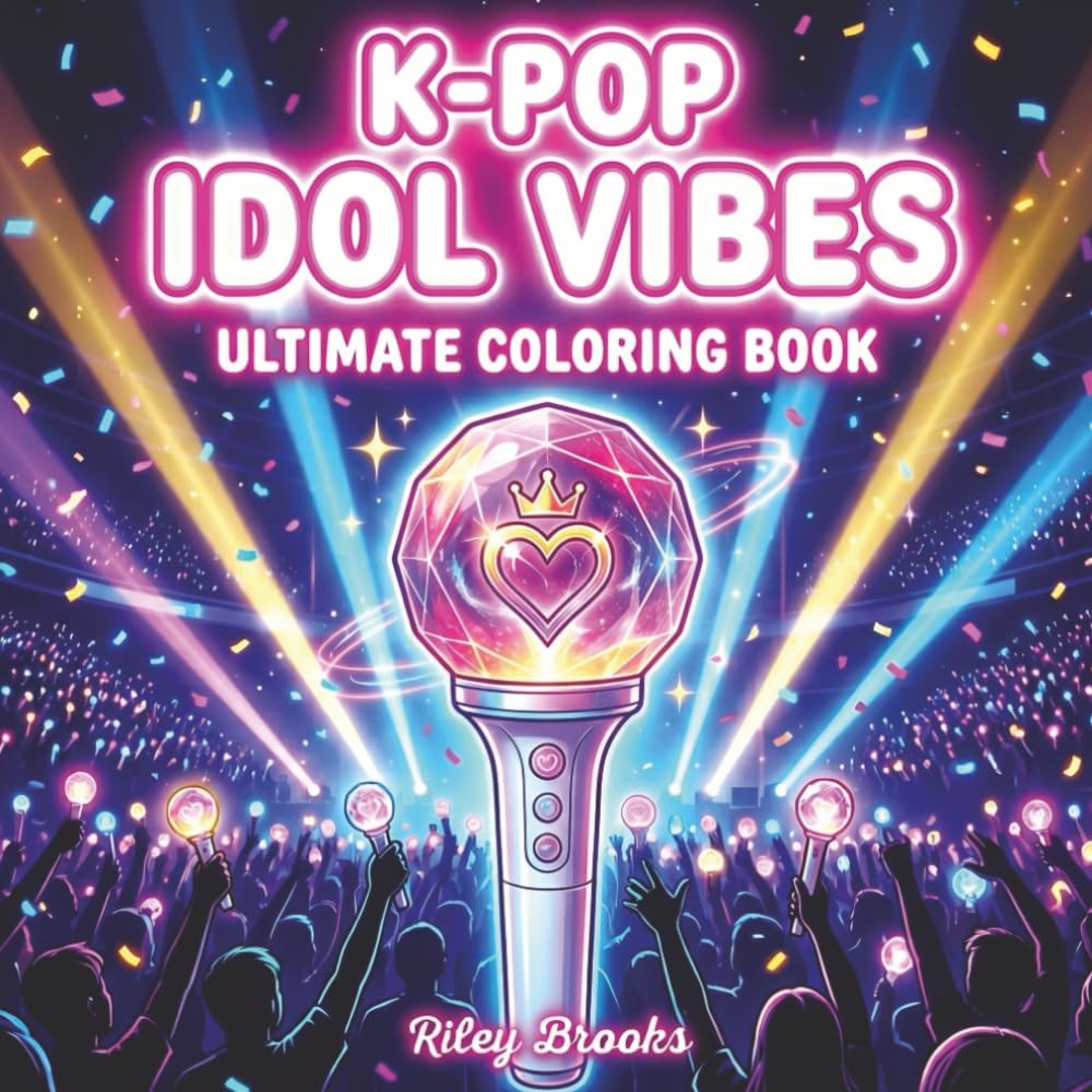K-POP Things, Props Idol Vibes Coloring Book for Collectors, Aesthetic Fans, Teens & Adults: Cute Lightsticks, Microphones, Merch Items & Kpop Stuff | ... Sheets (K-Pop Merch & Props Coloring Series)