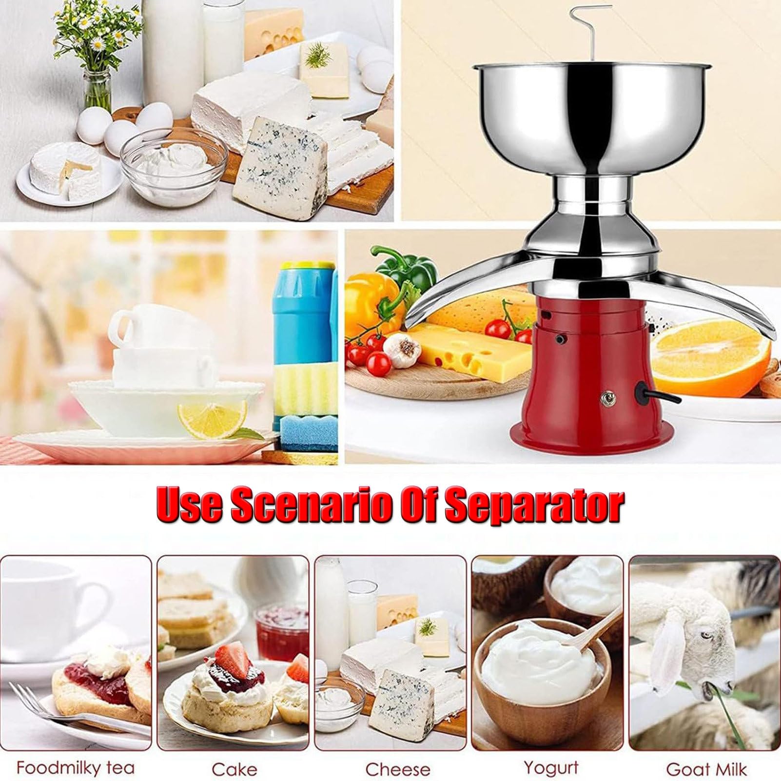 Centrifuga elettrica per Crema di Latte, separatore di Burro per Crema di frappè da 50 l/Ora, per Prodotti lattiero-caseari a Base di Latte di Capra