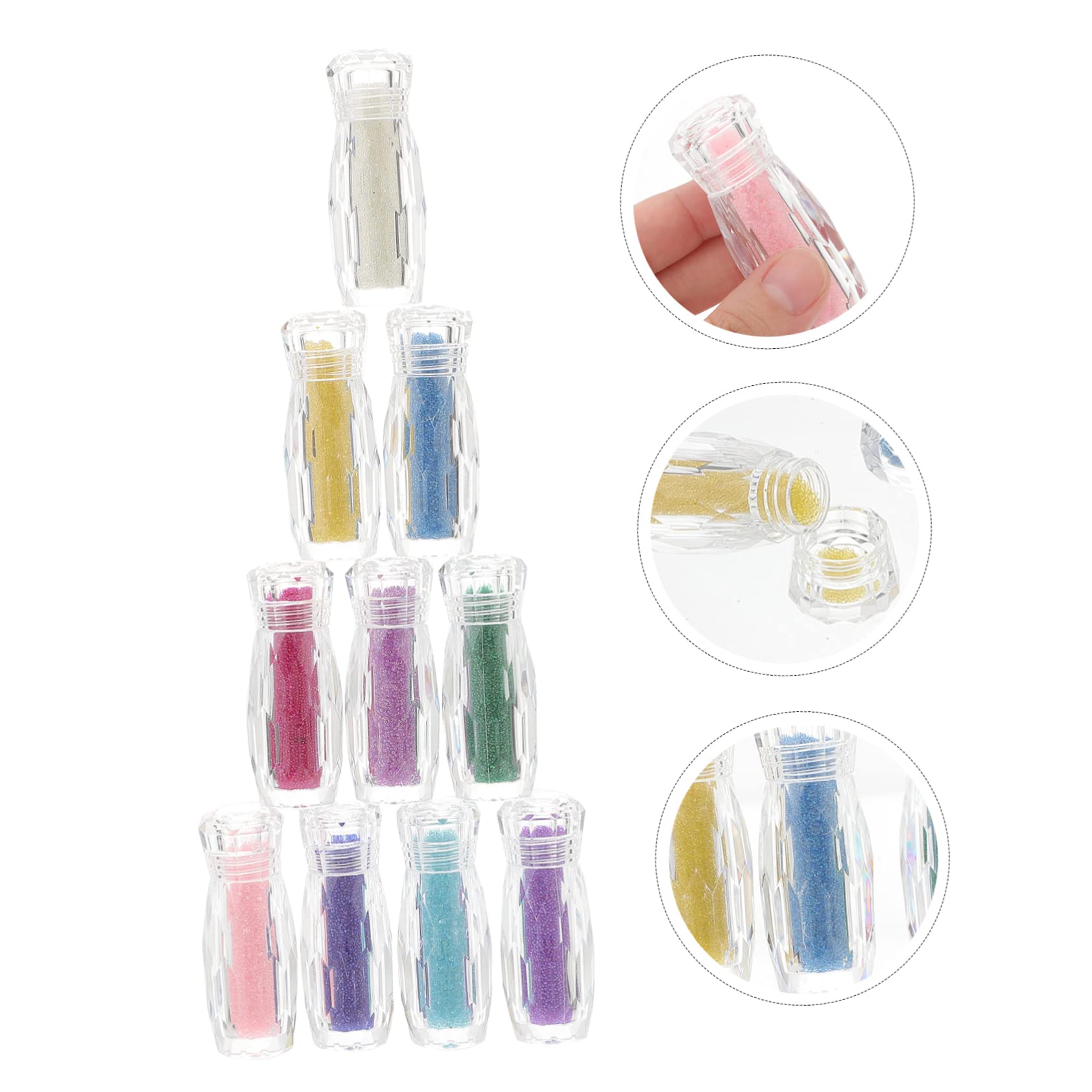 Palline di Vetro per Nail Art 10 Bottiglie Decorazioni Unghie | Microperle di Caviar, Accessori per Nail Art, per Uso su Unghia e Craft Making, Effetto Brillante