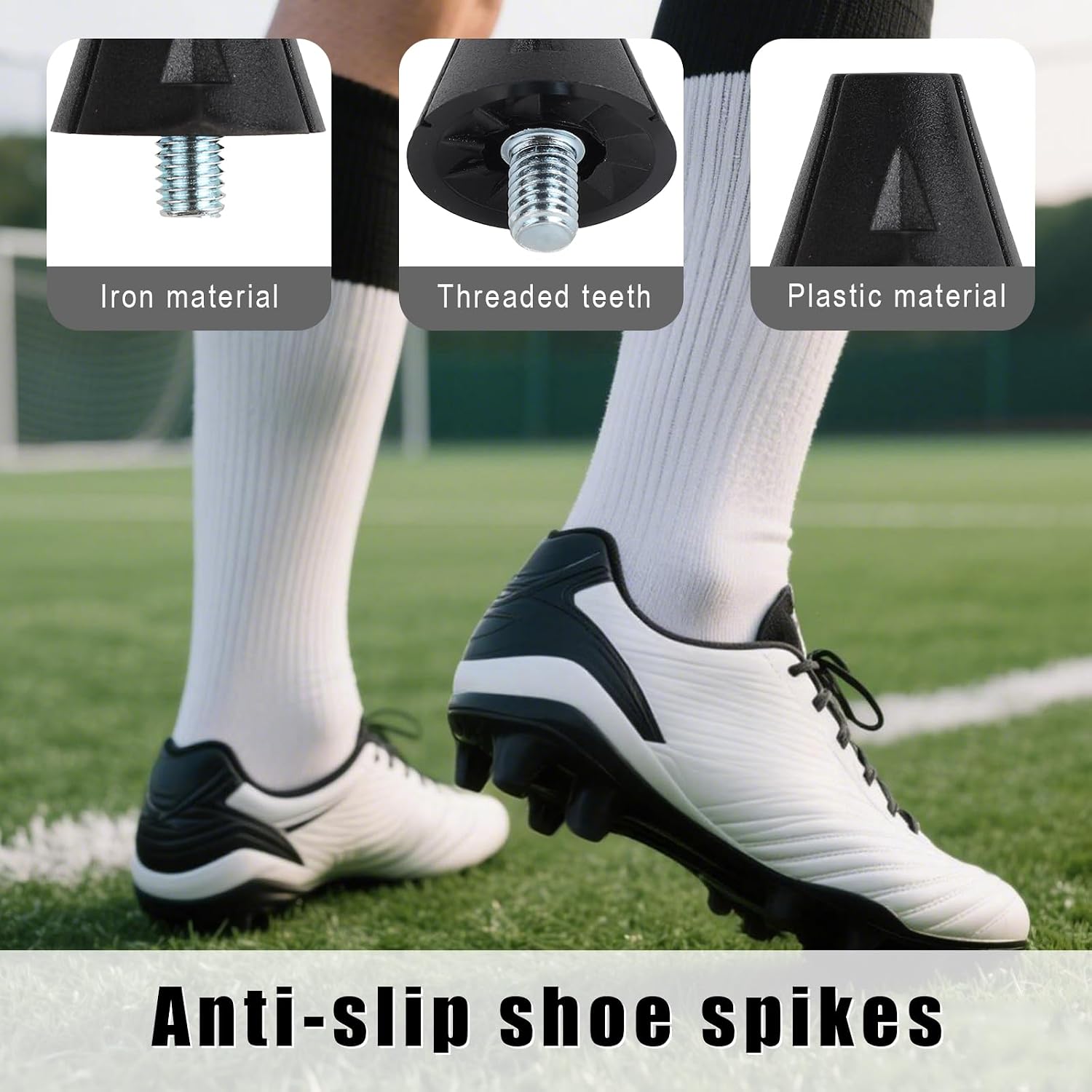 Football Boot Studs, Soccer Cleats Replacement Running Spikes Rugby Soccer Shoe Studs Replacement Screw-in Plastic/Iron Spikes for Firm Surfaces Outdoor Athletic Training