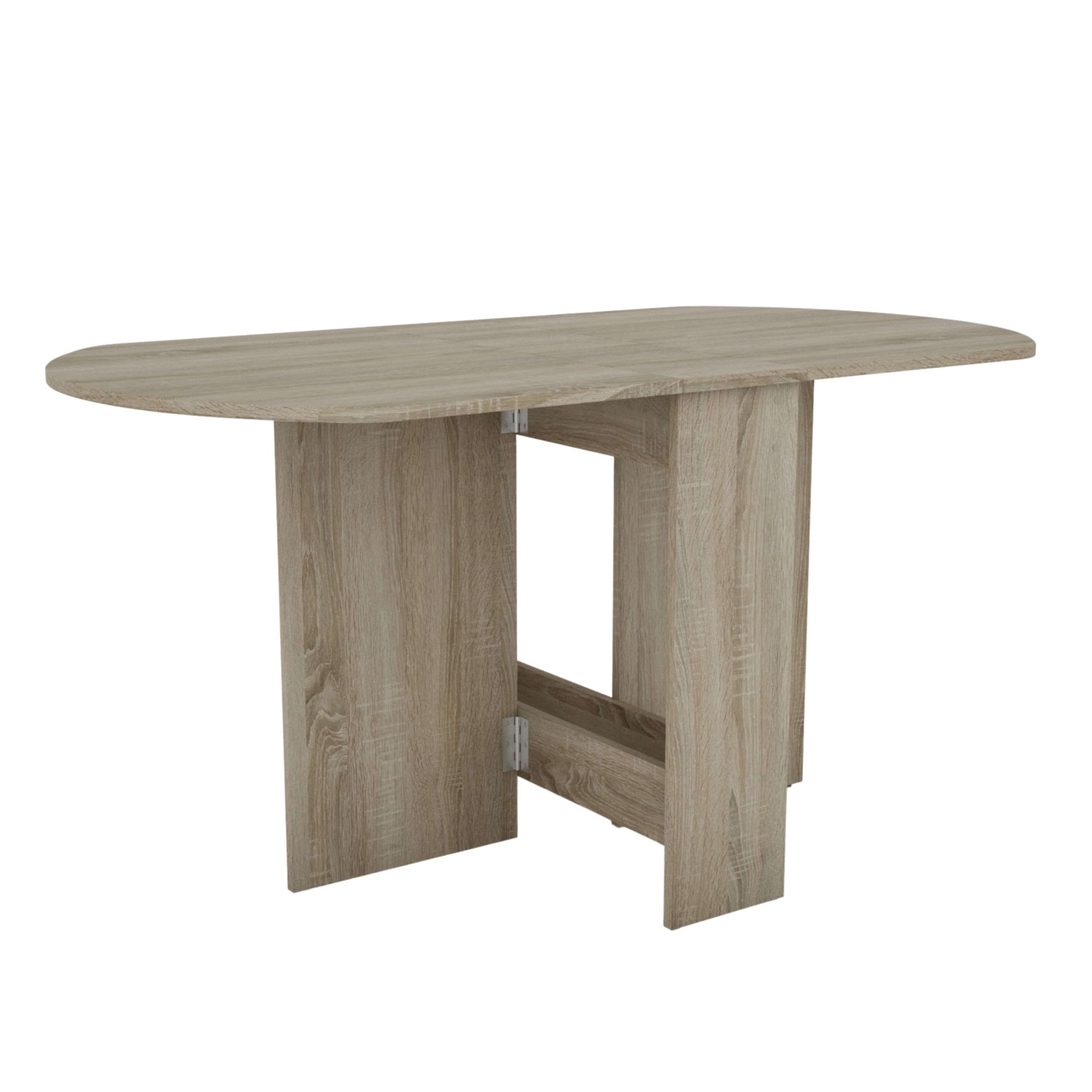 Miroytengo Mesa Plegable de Comedor, Mesa de Cocina Redonda Alas Abatibles Sand Roble Sonoma 150x75x80 cm