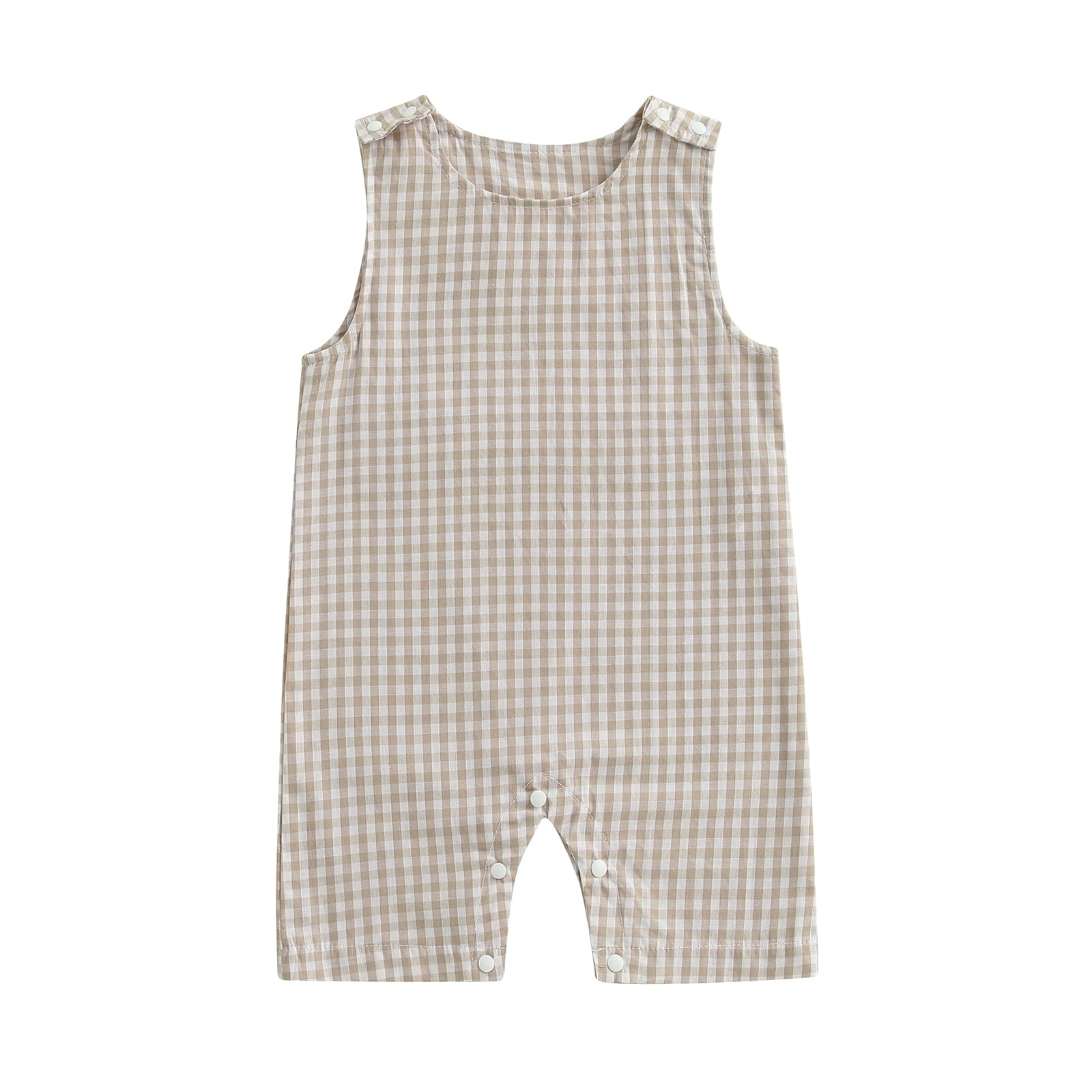 Ursobutegl Newborn Baby Boy Clothes Checkered Plaid Sleeveless Romper Jumpsuit Bodysuit Overall Summer One Piece Outfit