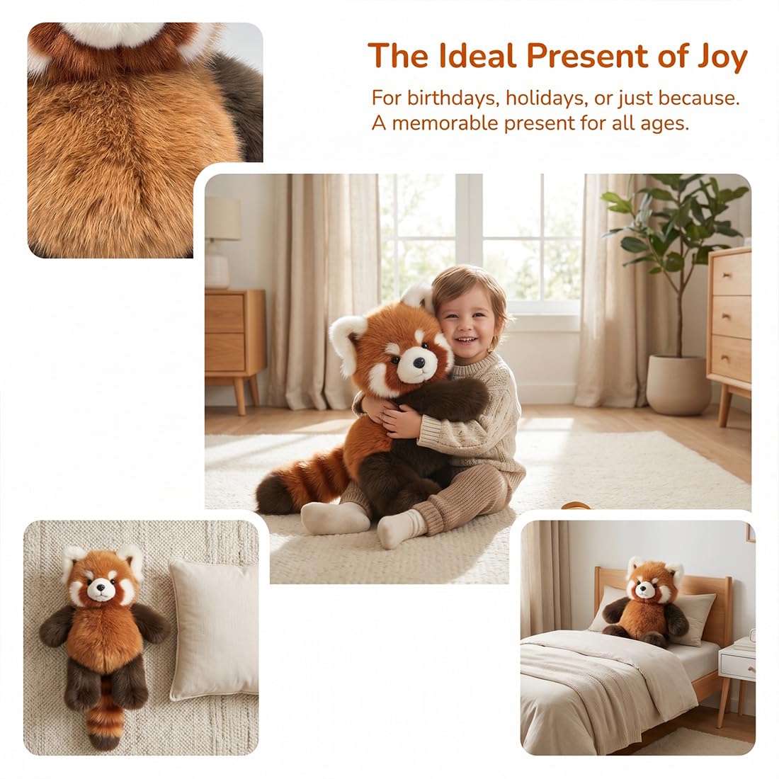 Laufendes Kuscheltier Roter Panda 55cm - Interaktives Moomoo Plüschtier, Running Plushies für Stressabbau, Süßes Panda Kuscheltier als Geschenk für Kinder und Erwachsene (1pc)