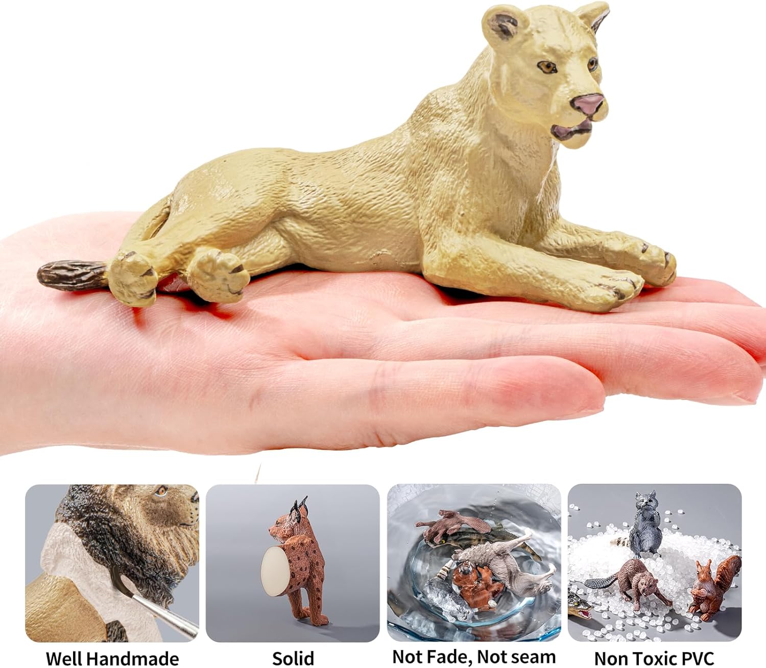 6PCS Lion Toys Figurines Pride, African Jungle Animals Lion Family, Realistic Zoo Animal Toys, Preschool Toy Birthday Gift Cake Toppers for Kids Boys Girls