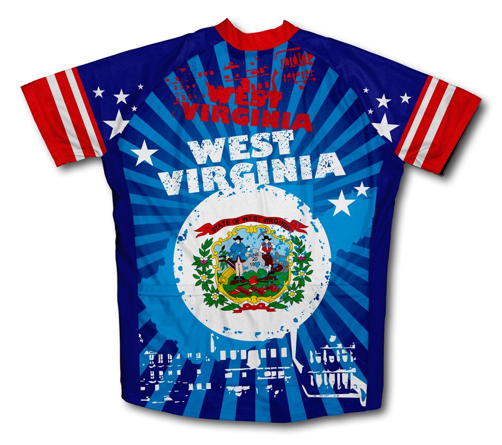 ScudoPro West Virginia Short Sleeve Cycling Jersey for Youth - Size S Blue