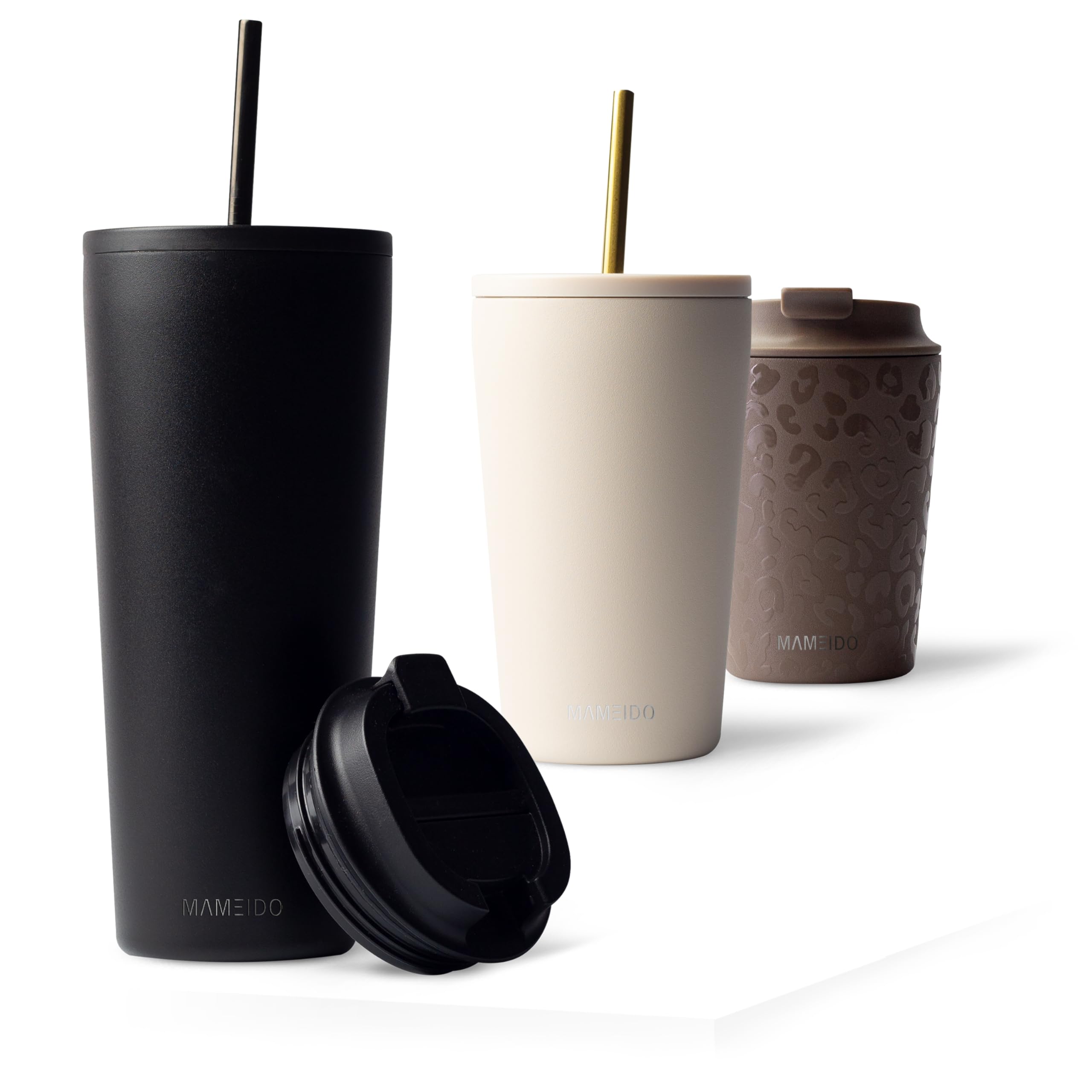 MAMEIDO Thermobecher mit Strohhalm 700 ml (Rich Black)
