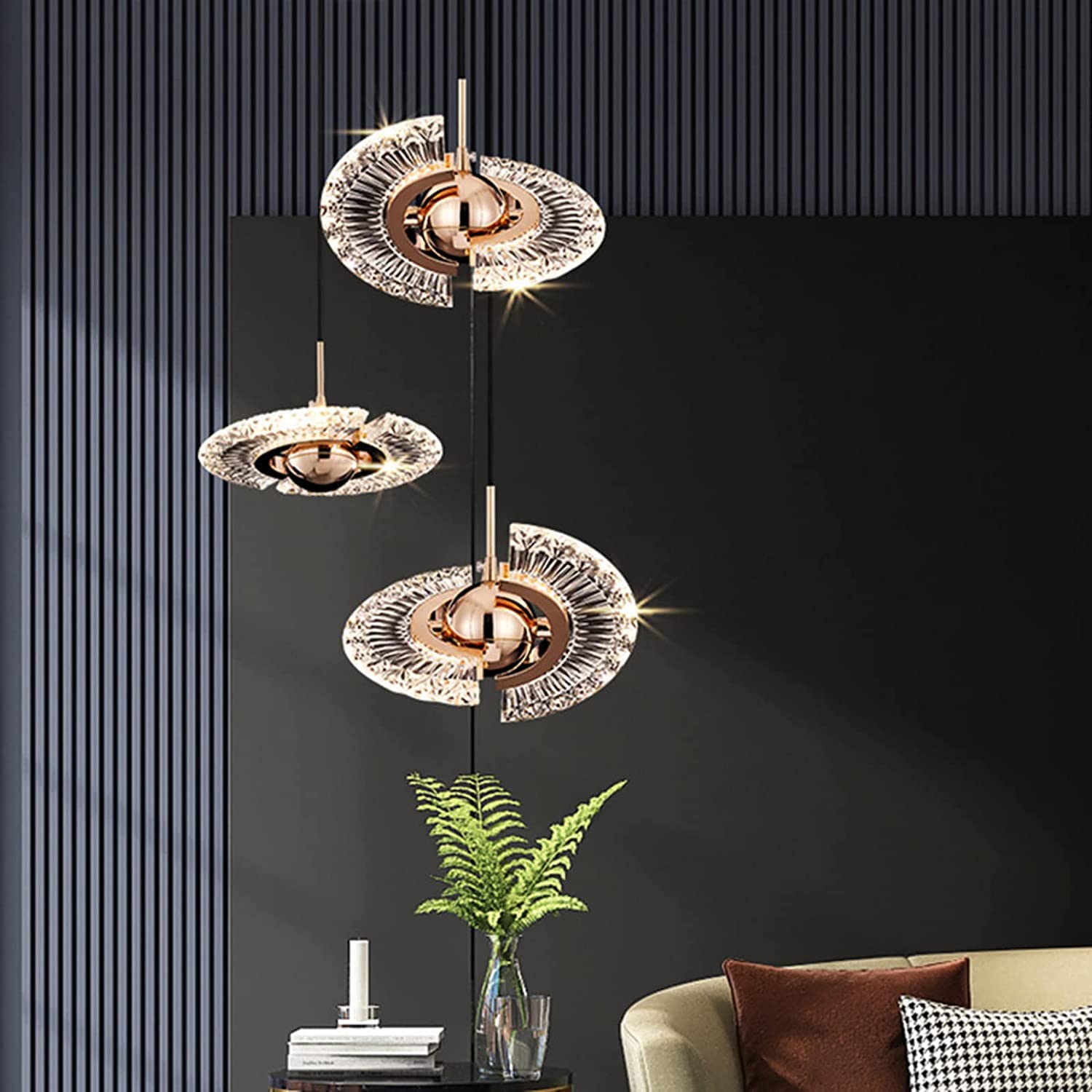 LYMSXAZOU Crystal Chandelier Lighting, Luxury Modern Led for Living Room Long Staircase Ring Light Fixture Large Home Decor Cristal Indoor Lighting Made in China