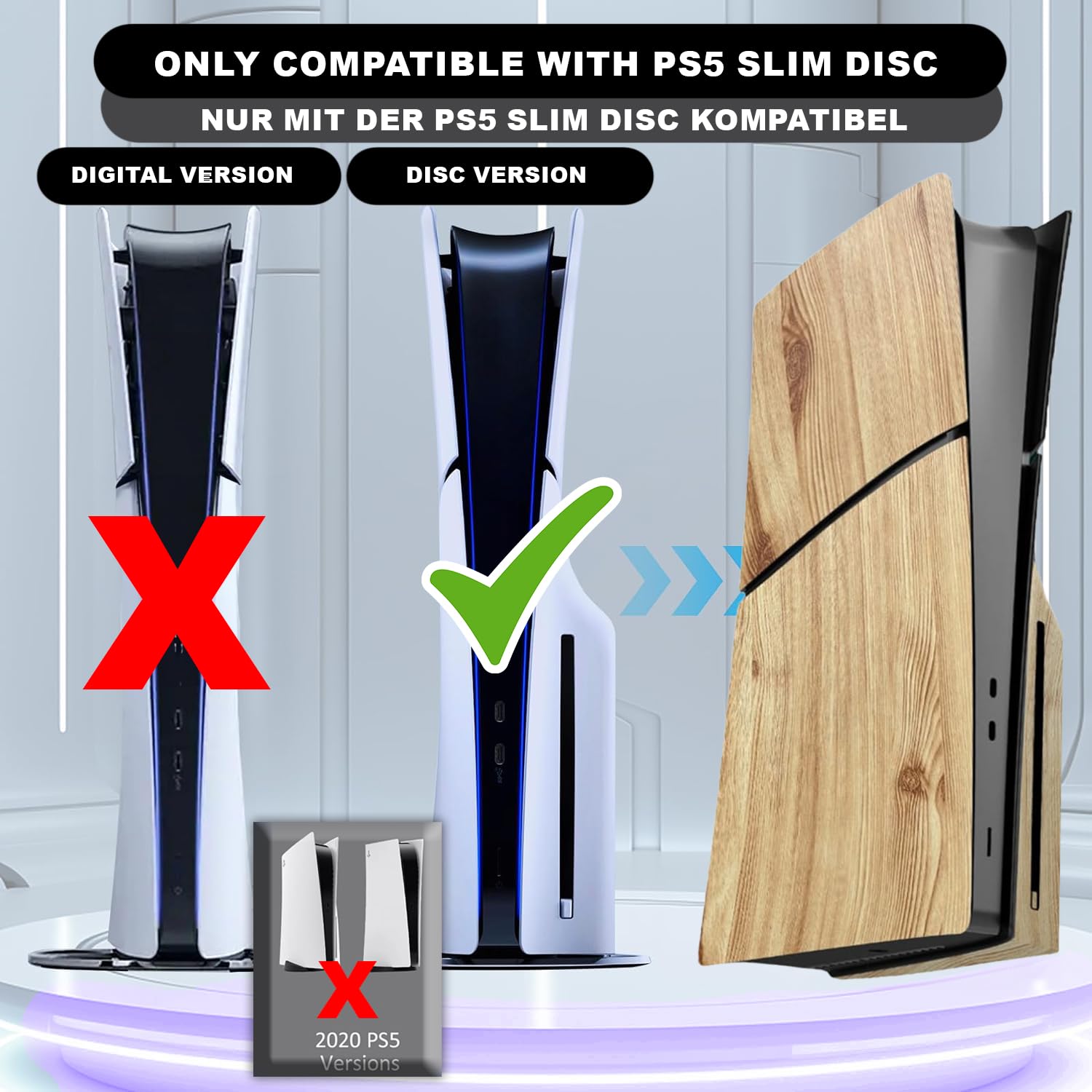 MatoSan PS5 Slim Faceplate Disc Edition - Stoßfeste Abdeckung für PlayStation 5 Slim - Hochwertige, austauschbare Seitenplatten - PS5 Slim Zubehör (Disc Edition)
