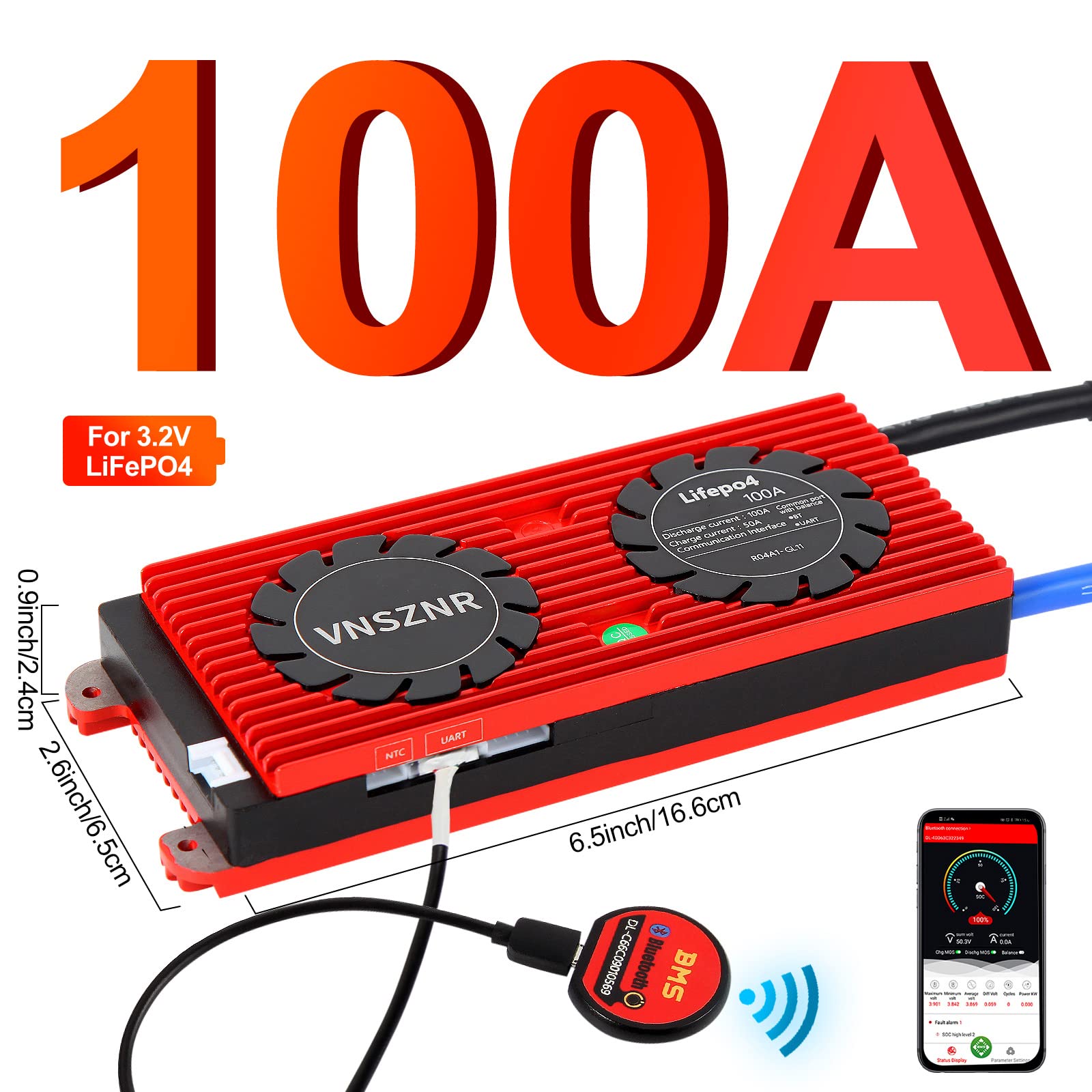 Amazon.com: VNSZNR LiFePO4 BMS 36V 12S 100A Smart PCB Battery