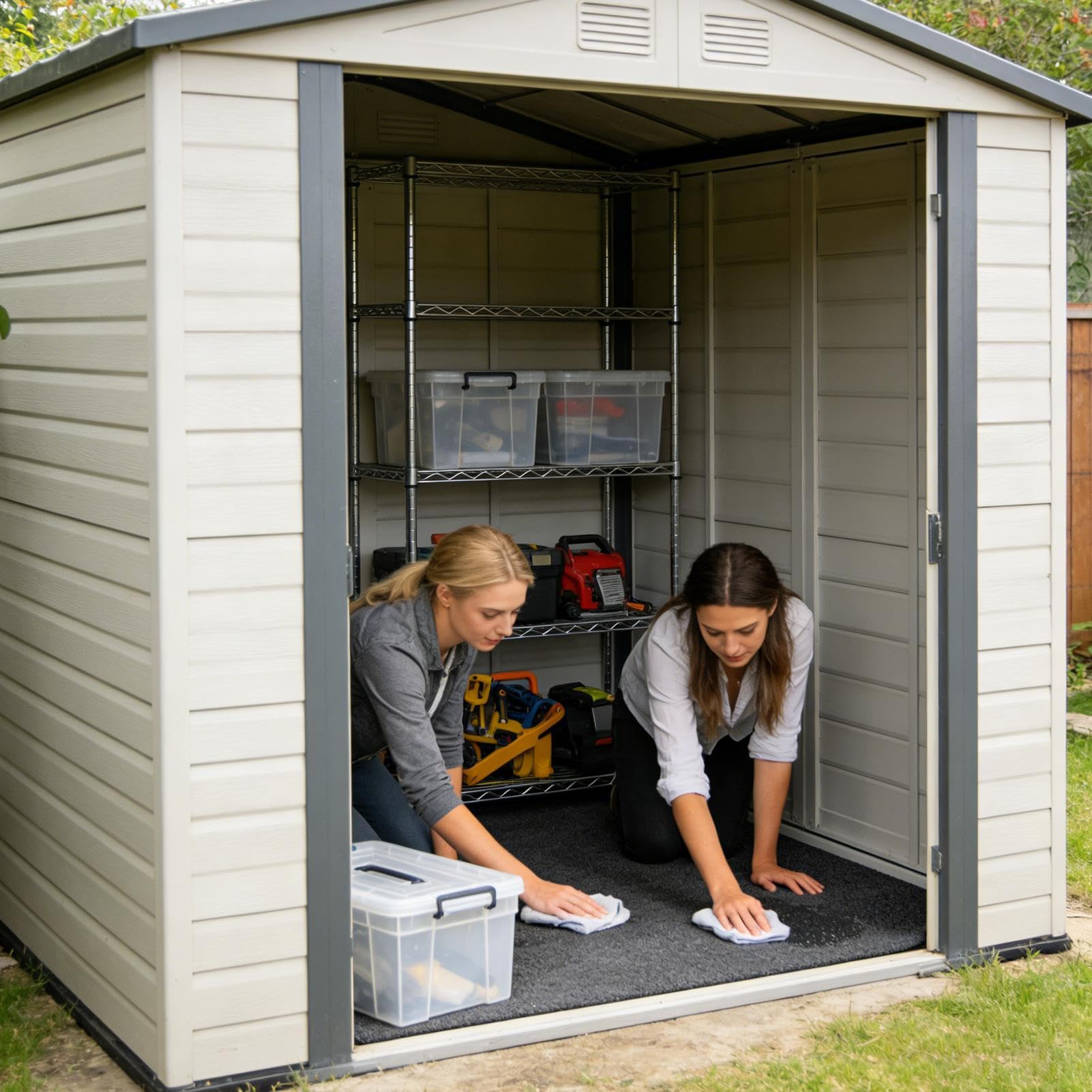 Revêtement de sol imperméable en feutre de 5 x 4 pieds, tapis épais pour garage extérieur, dos antidérapant, housse lavable à l'épreuve de la poussière | Planchers d'abri