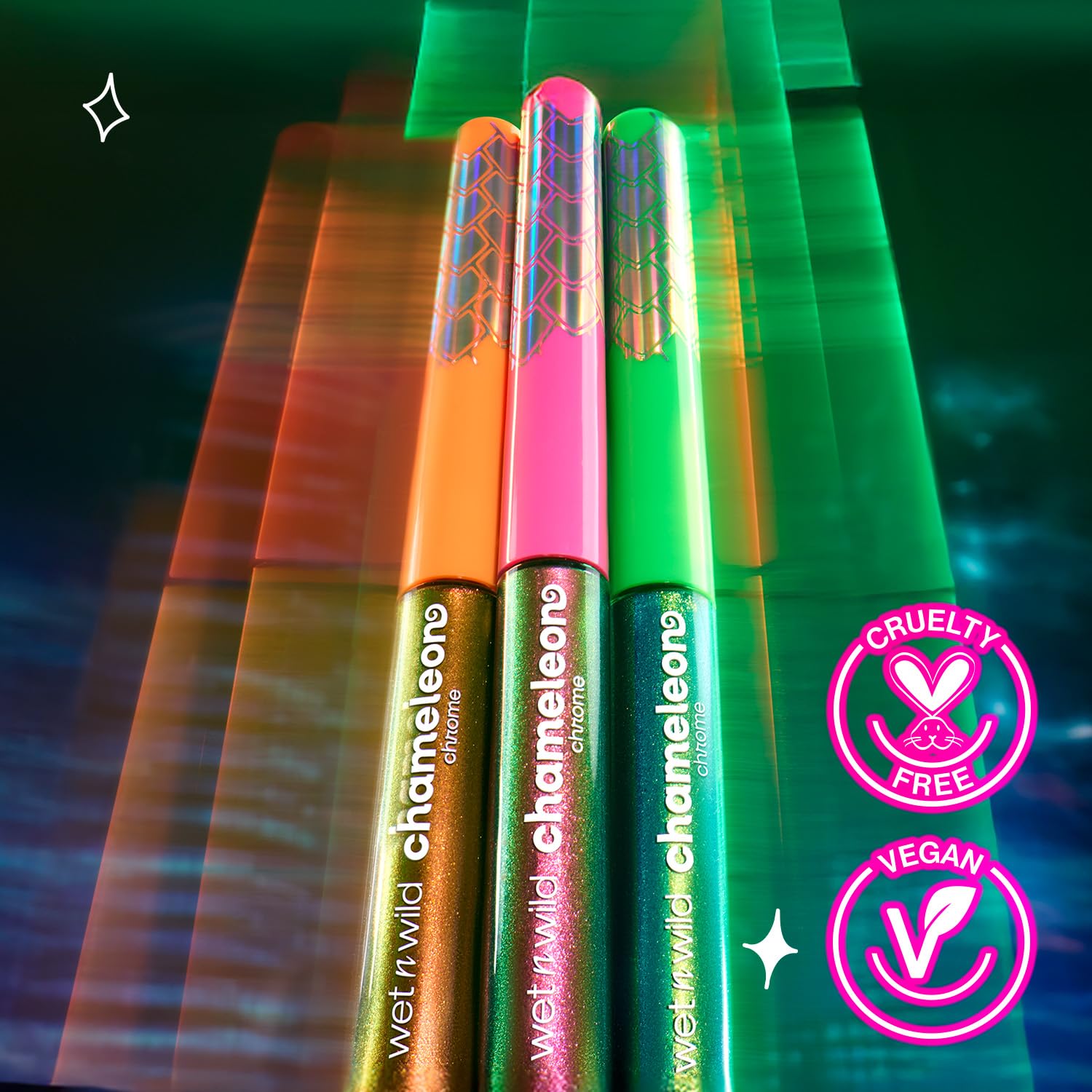Wet N Wild, Chameleon Chrome Eyeliner w Płynie, z Kolorowymi Pigmentami Odbijającymi Światło i Precyzyjną Końcówką Pędzelka dla Wszechstronnych Stylizacji, Łatwa Aplikacja, Astro Pulse