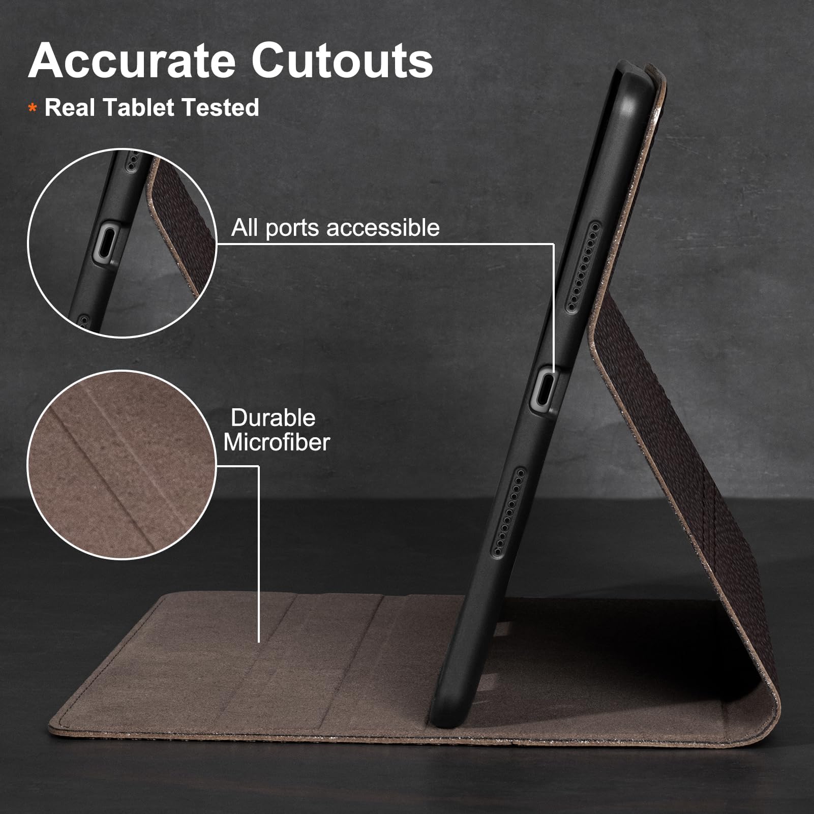Gexmil Leder Hülle für iPad 10.2 Zoll,9th/8th/7th Gen 2021/2020/2019 | Premium Echtleder Cover/Flip,Auto Schlaf/Aufwachen,Schutzhülle Einstellbarer Ständer,Stoßfest,Mattbraun