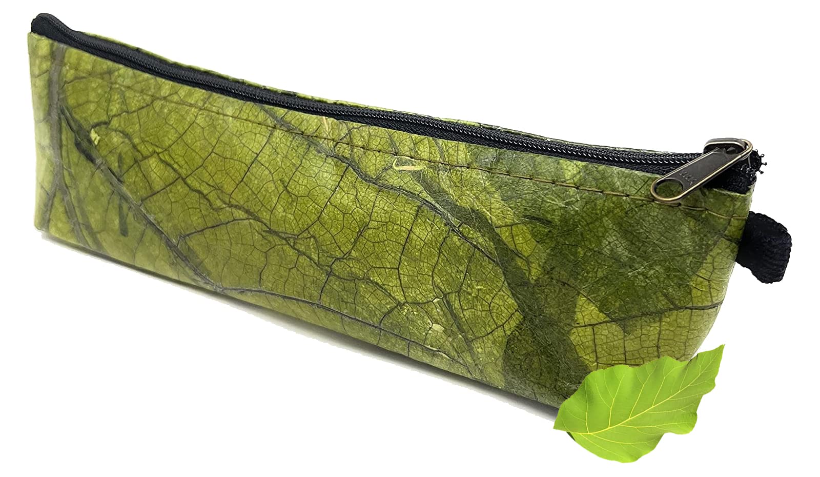 NELUHA Small Pencil Case made of Teak Leaves, Vegan Sustainable Leather Alternative, Pencil Case, Cosmetic Bag, Pen Bag
